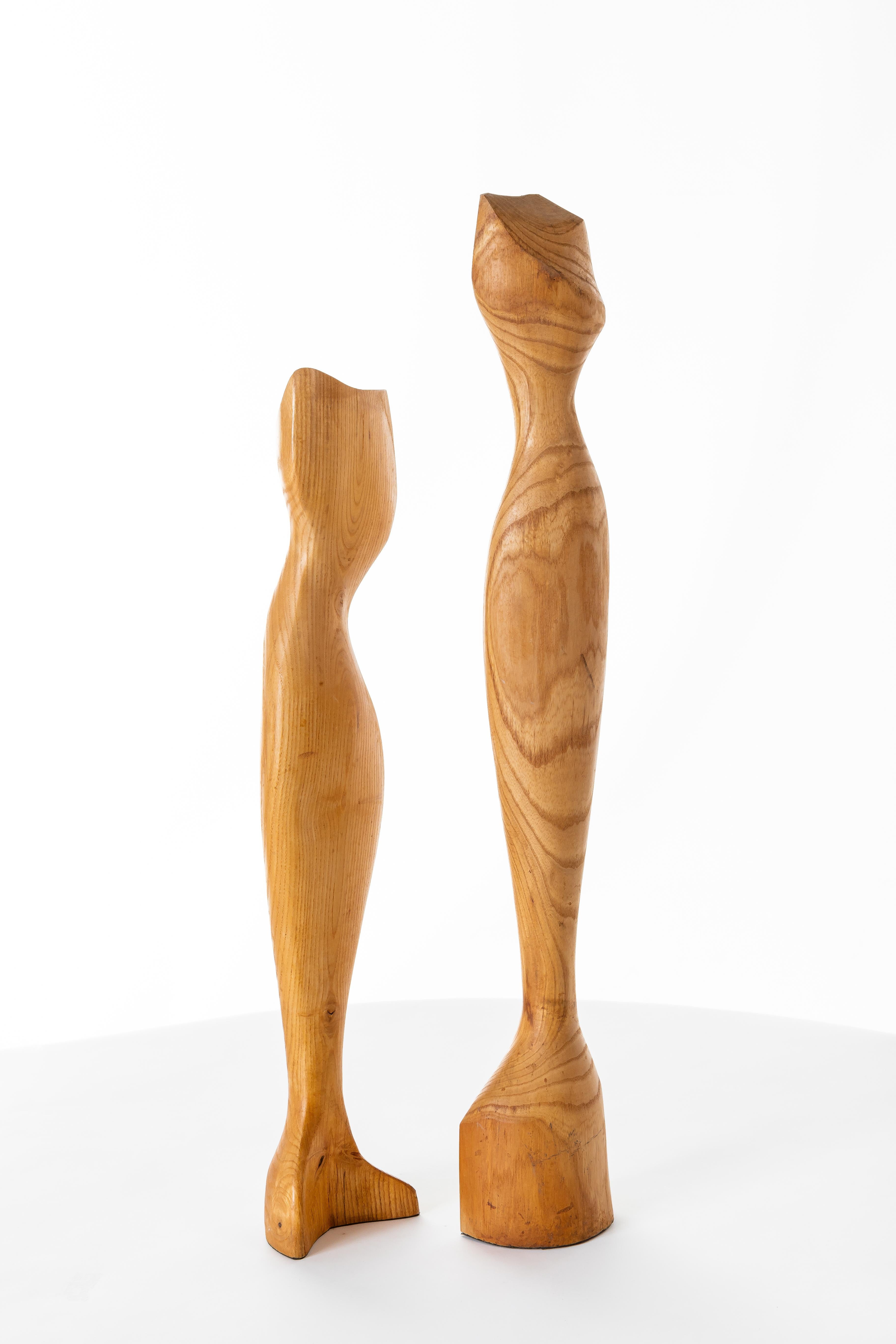 Pair of Wood Sculptures In Good Condition For Sale In Dallas, TX