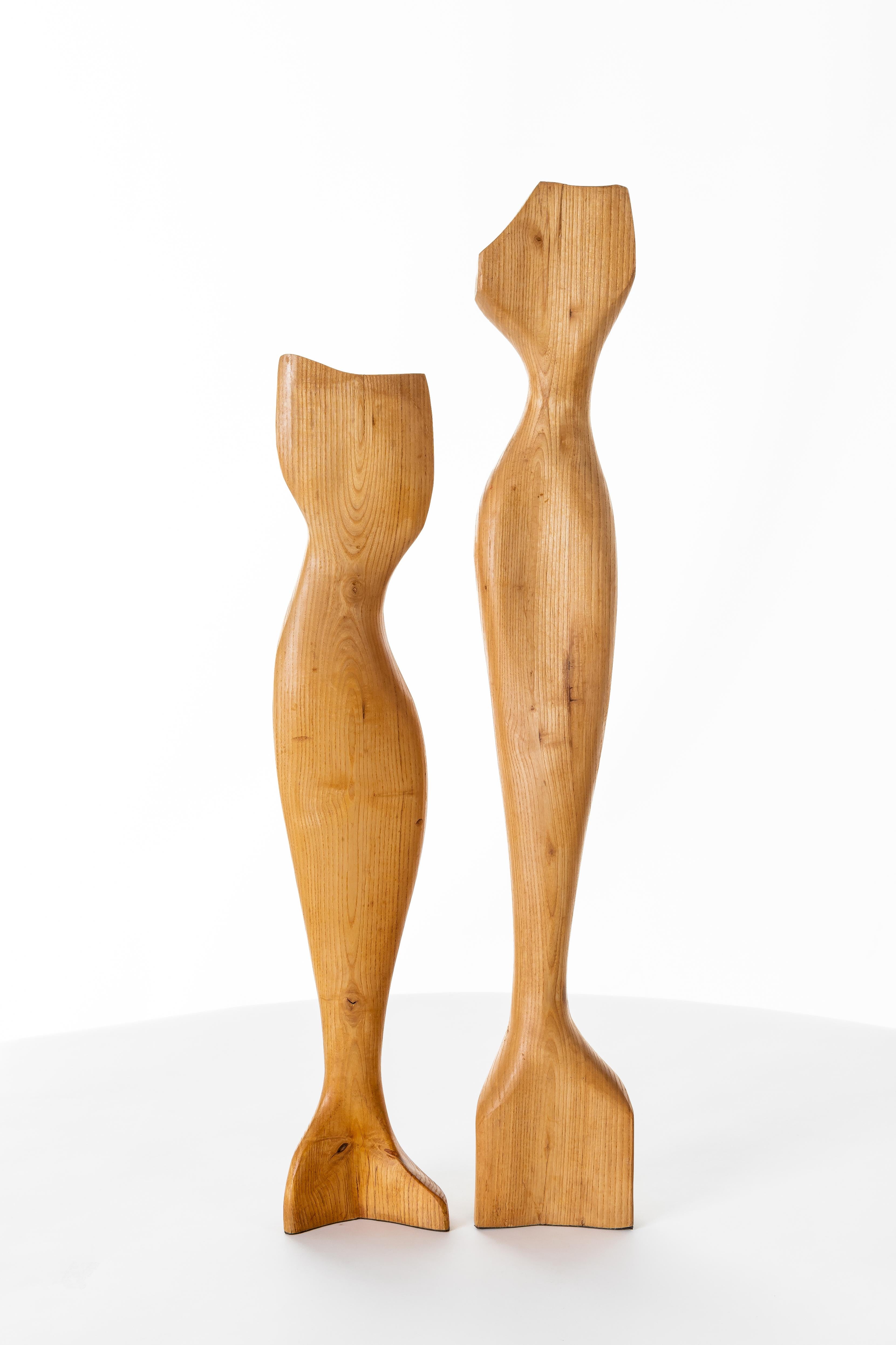 20th Century Pair of Wood Sculptures For Sale