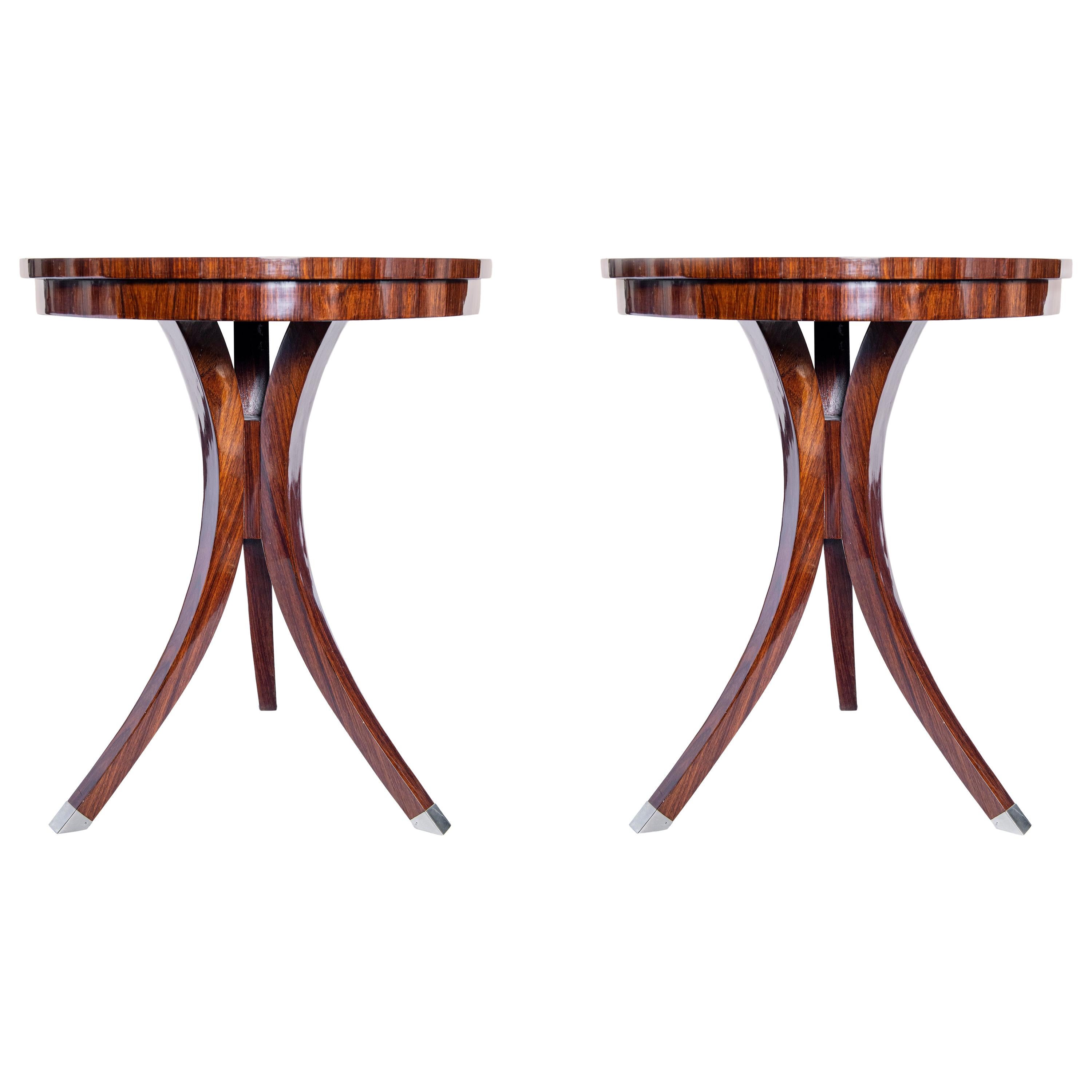 Pair of Wood Side Tables, Art Deco Period, France, circa 1940