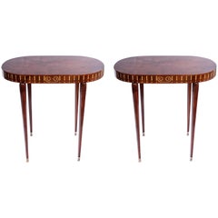 Vintage Pair of Wood Side Tables, Art Deco Style, France, circa 1930