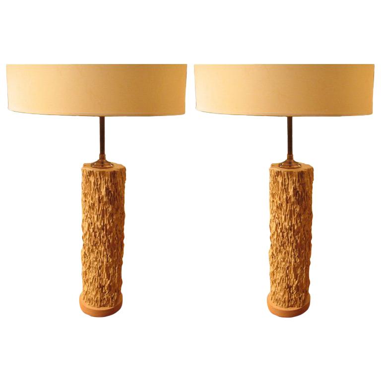 Pair Of Wood Specimen Lamps