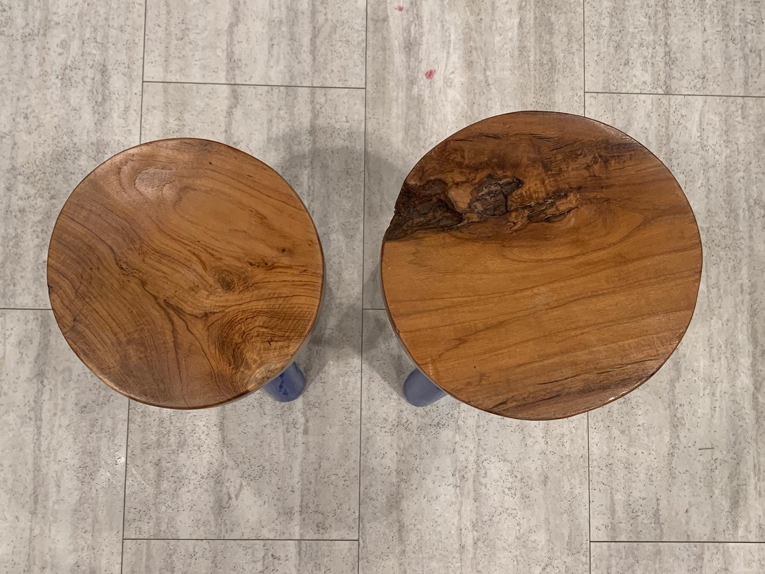 Pair of Wood Stools by Outlook International LTD 1