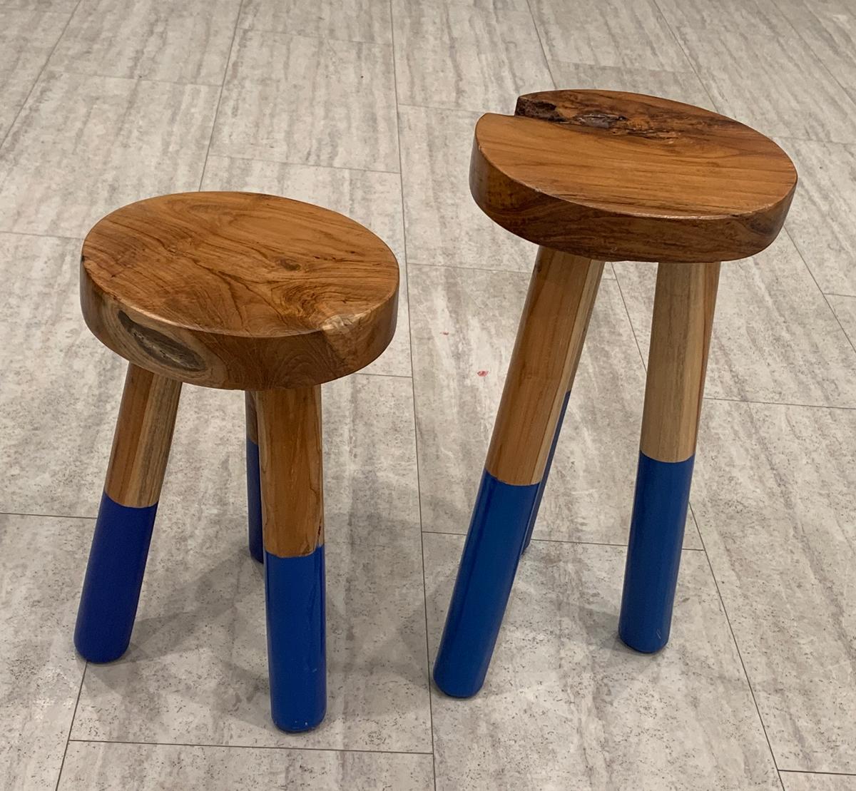Pair of Wood Stools by Outlook International LTD 5