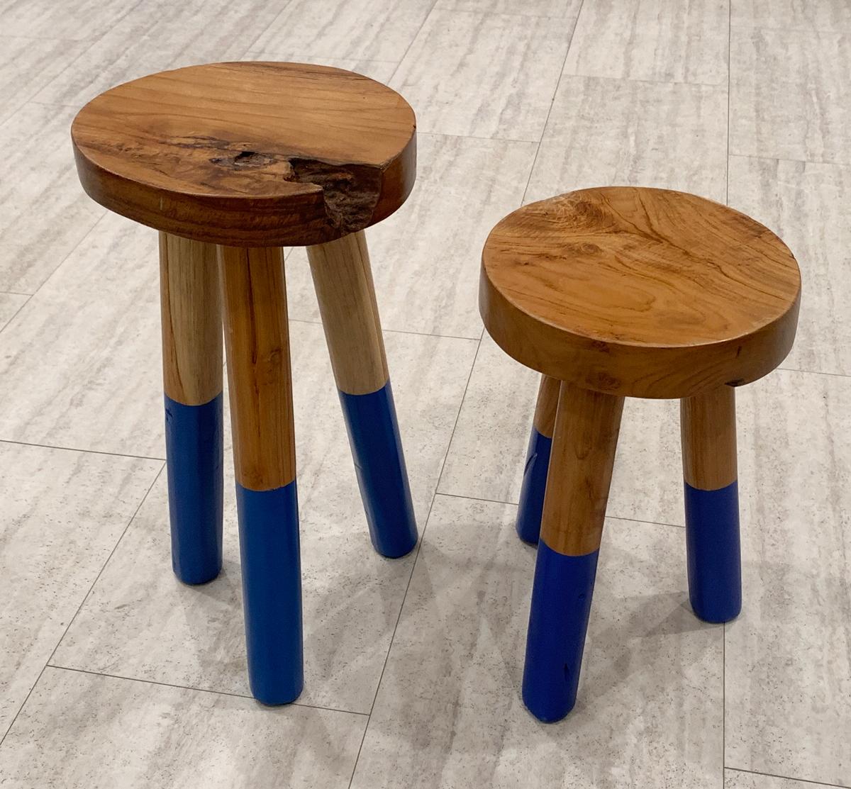 Pair of Wood Stools by Outlook International LTD 7