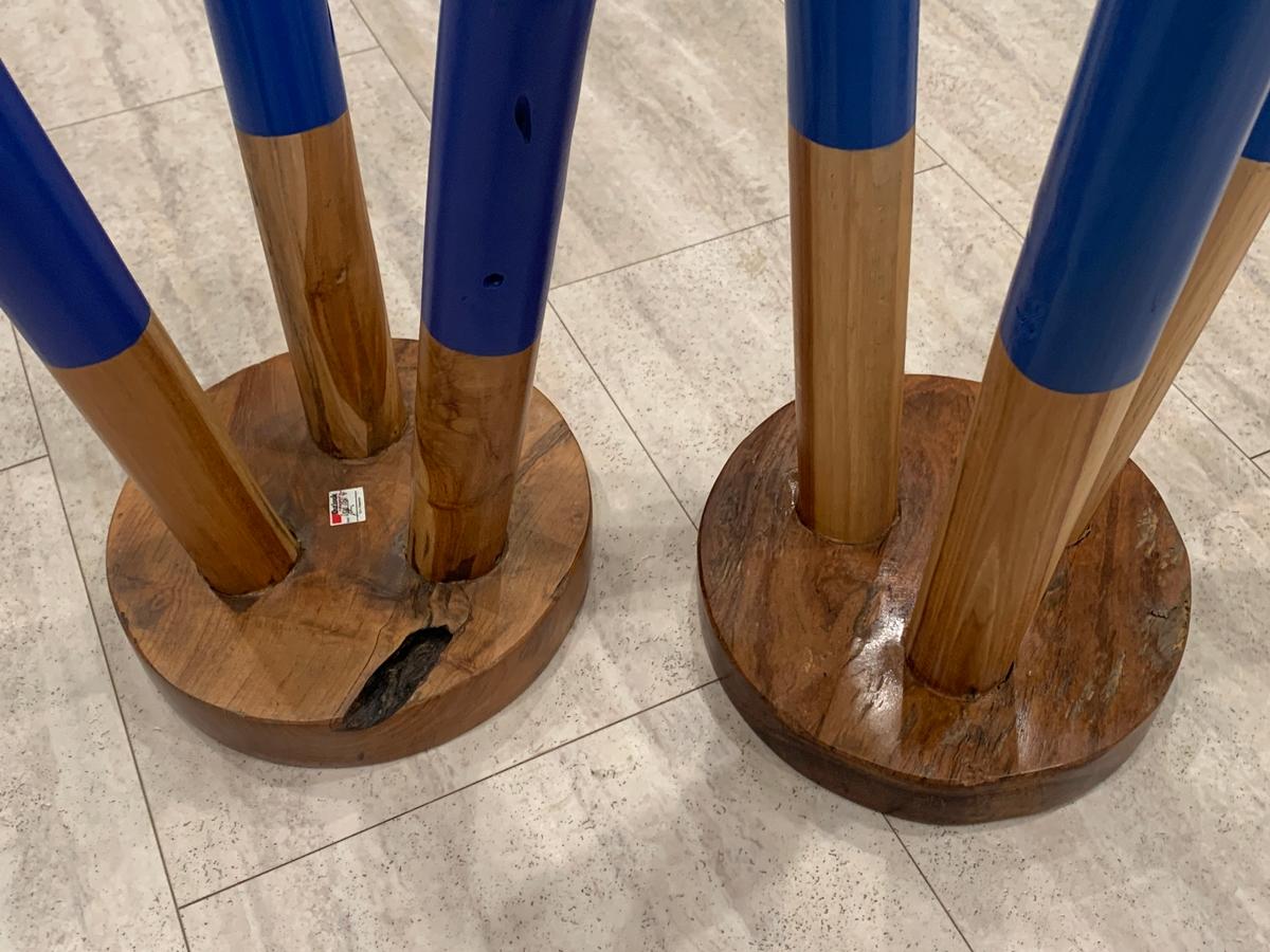 Modern Pair of Wood Stools by Outlook International LTD