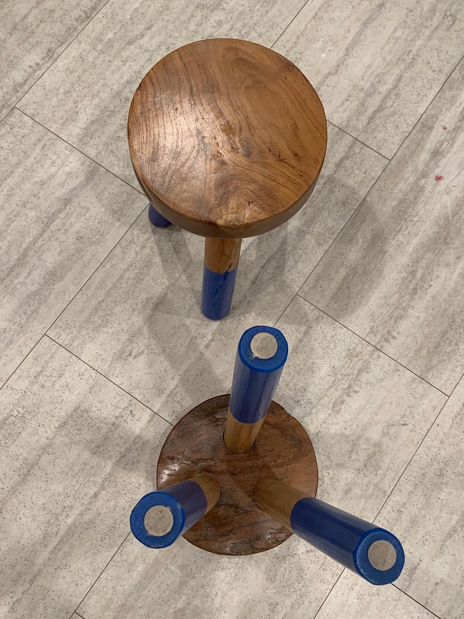 Pair of Wood Stools by Outlook International LTD In Good Condition In Los Angeles, CA