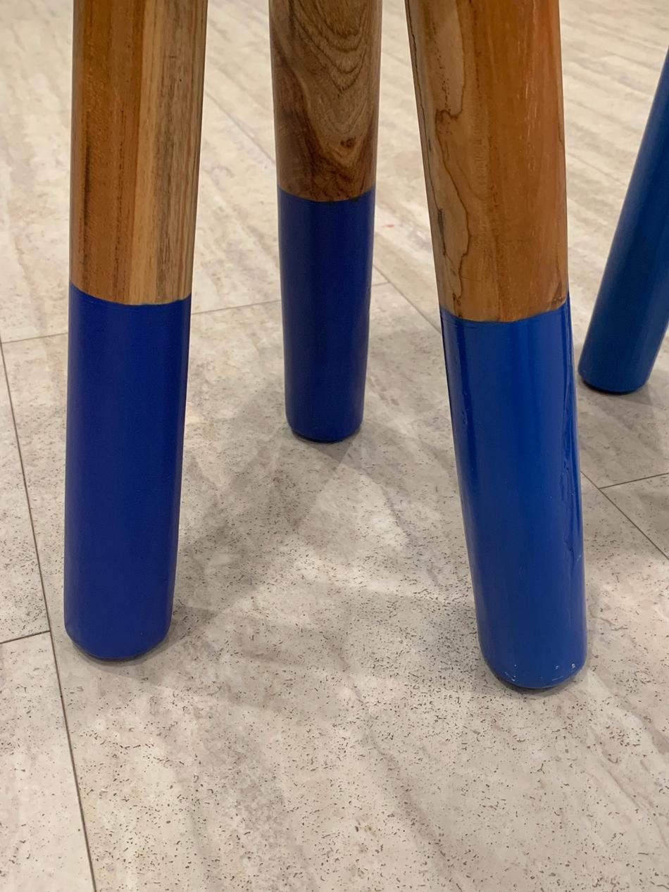 Contemporary Pair of Wood Stools by Outlook International LTD