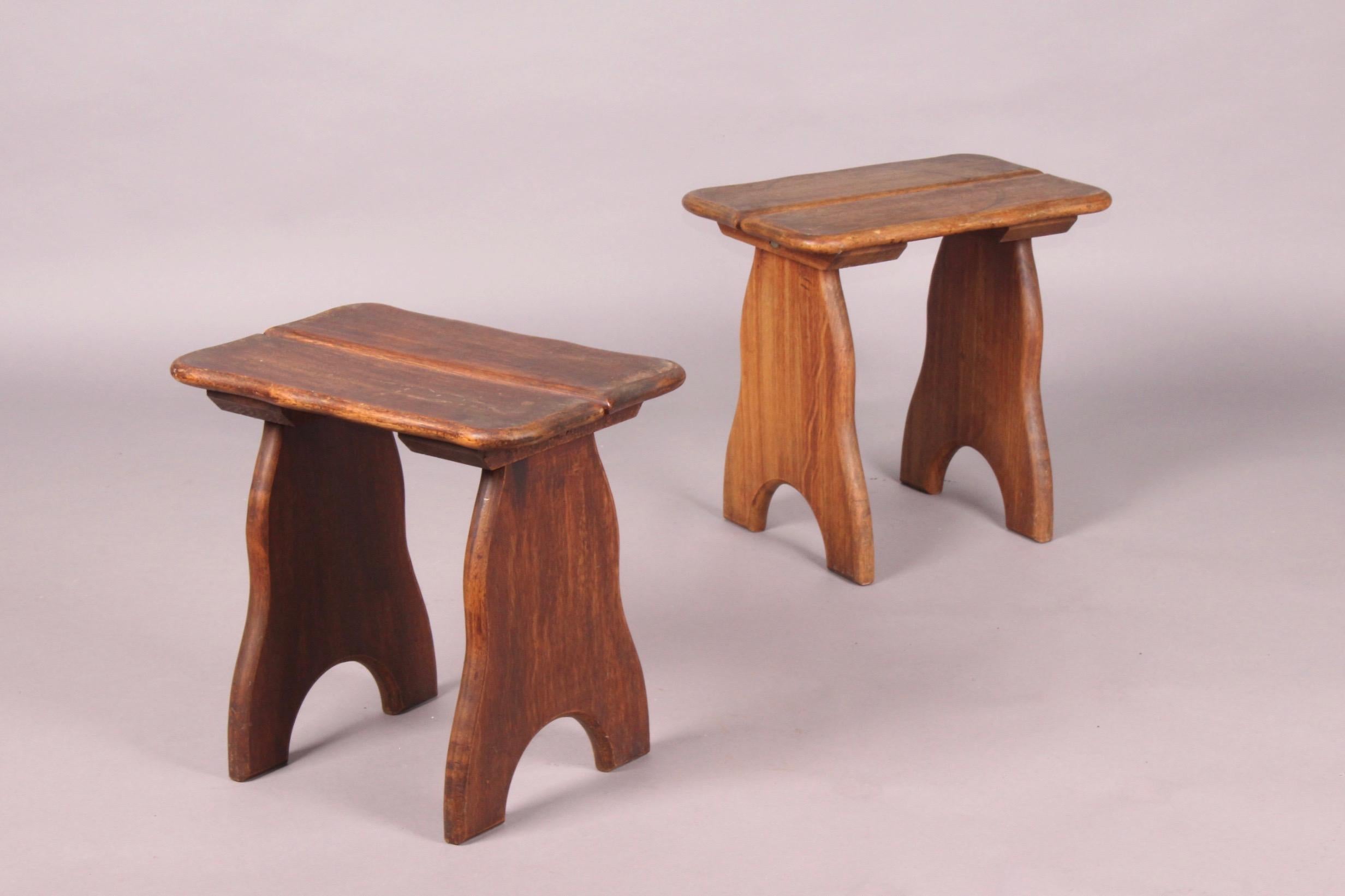 Pair of wood stools.