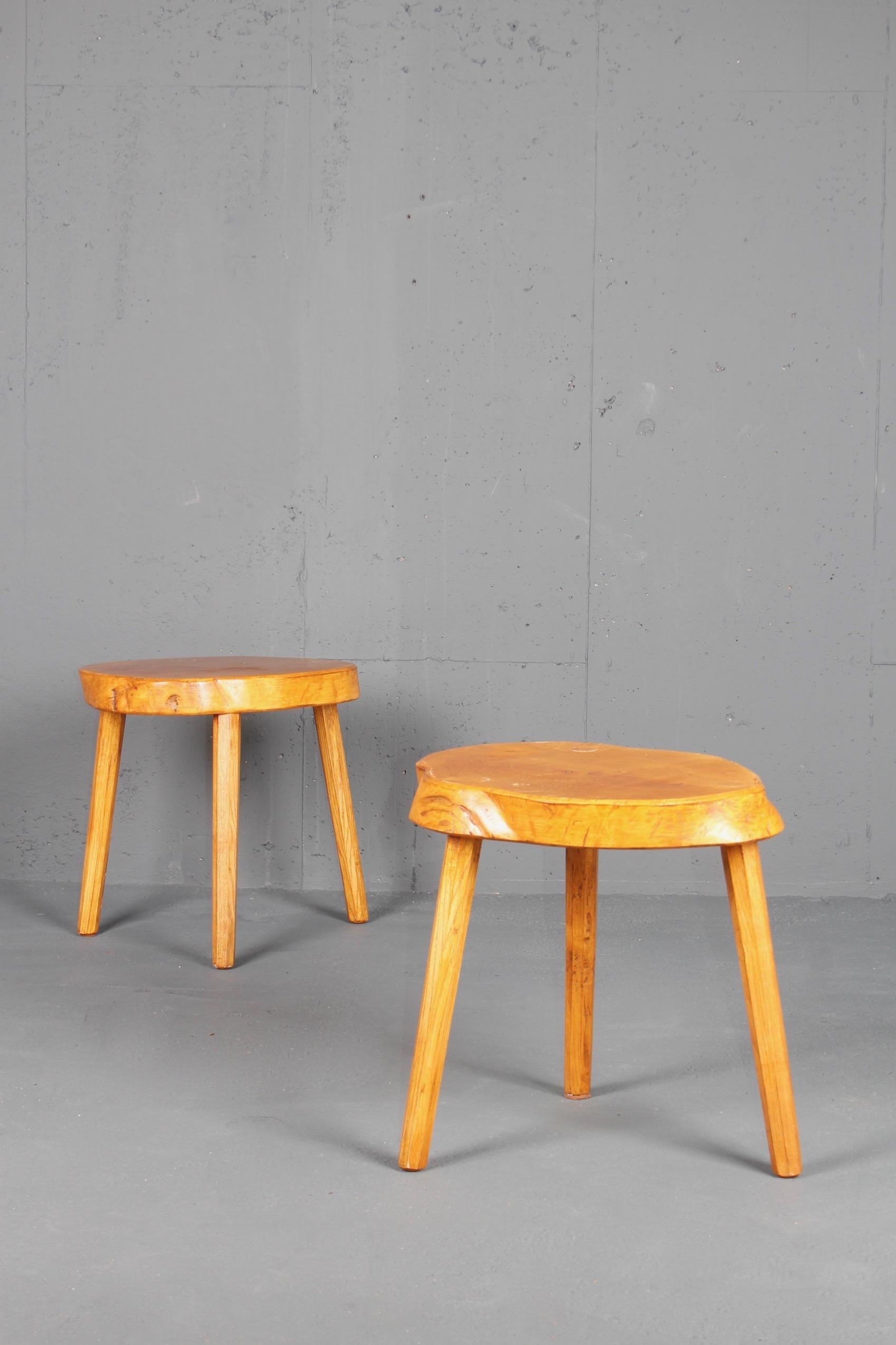 French Pair of Wood Stools