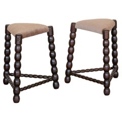 Pair of Wood Stools in the Style of Charles Dudouyt