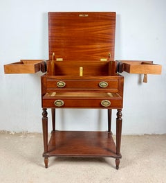Pair of Wood Storage Tables with Lift-Top Compartments, circa 1970