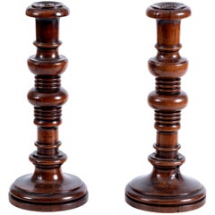 Pair of Wood Turned Candlesticks