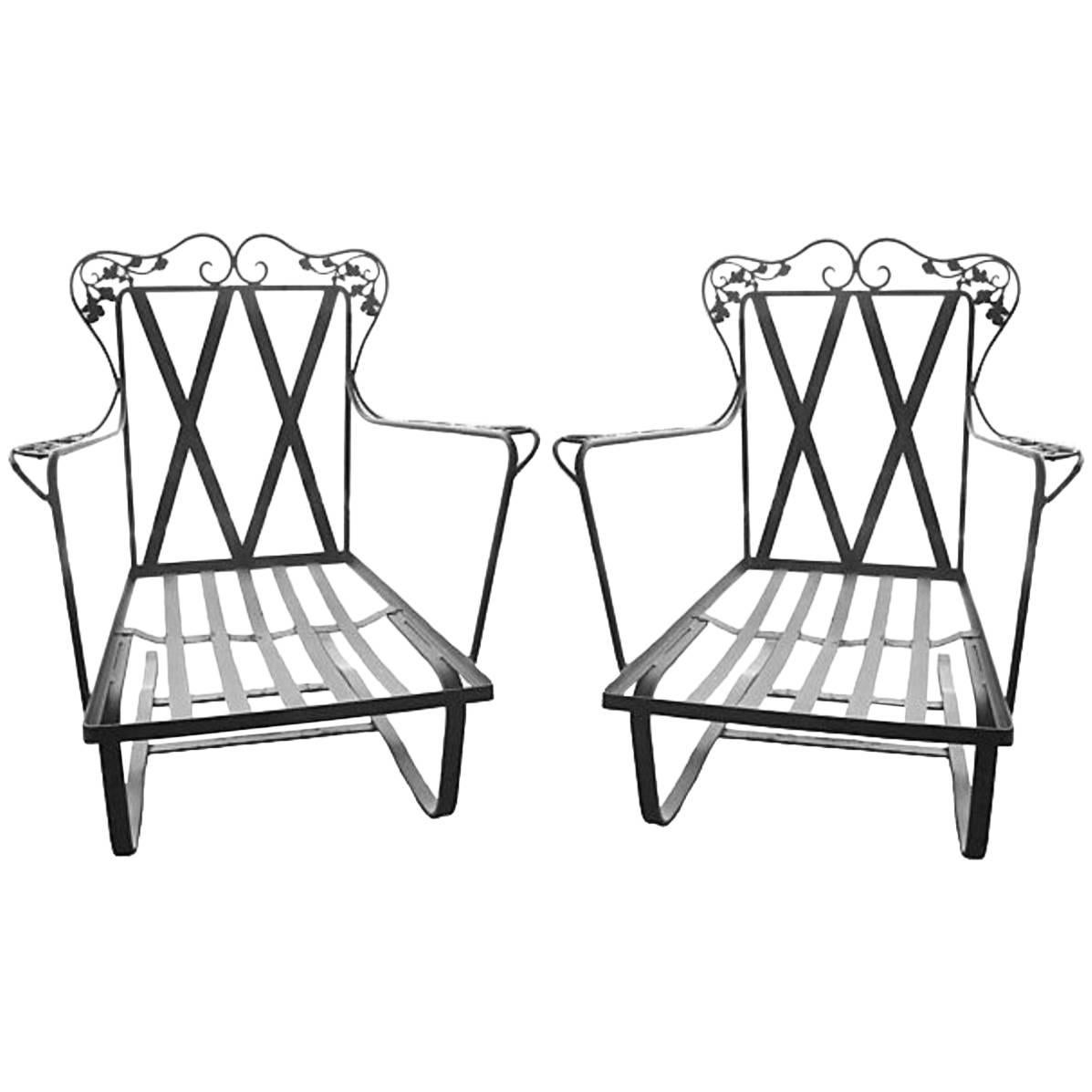 Pair of Woodard Orleans Wrought Iron Bounce Rockers