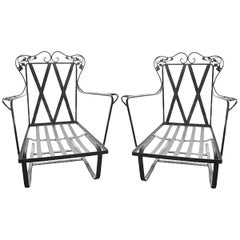 Pair of Woodard Orleans Wrought Iron Bounce Rockers