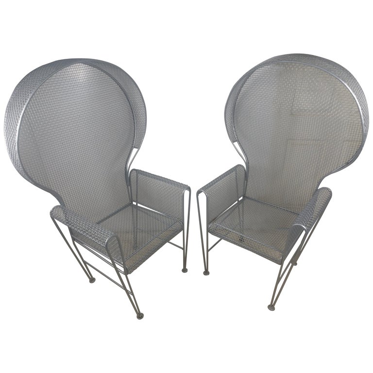Pair of Woodard Sculptura Canopied Garden Chairs, C1960 For Sale