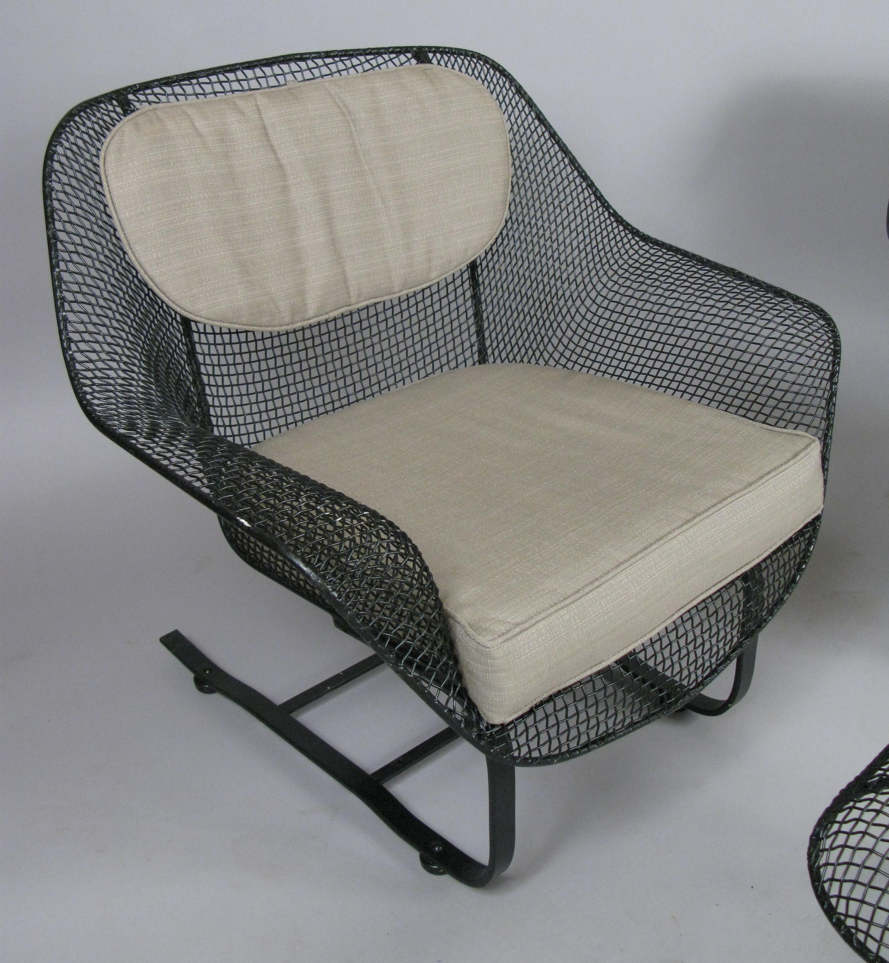 Mid-Century Modern Pair of Woodard Sculptura Lounge Chairs and Ottoman