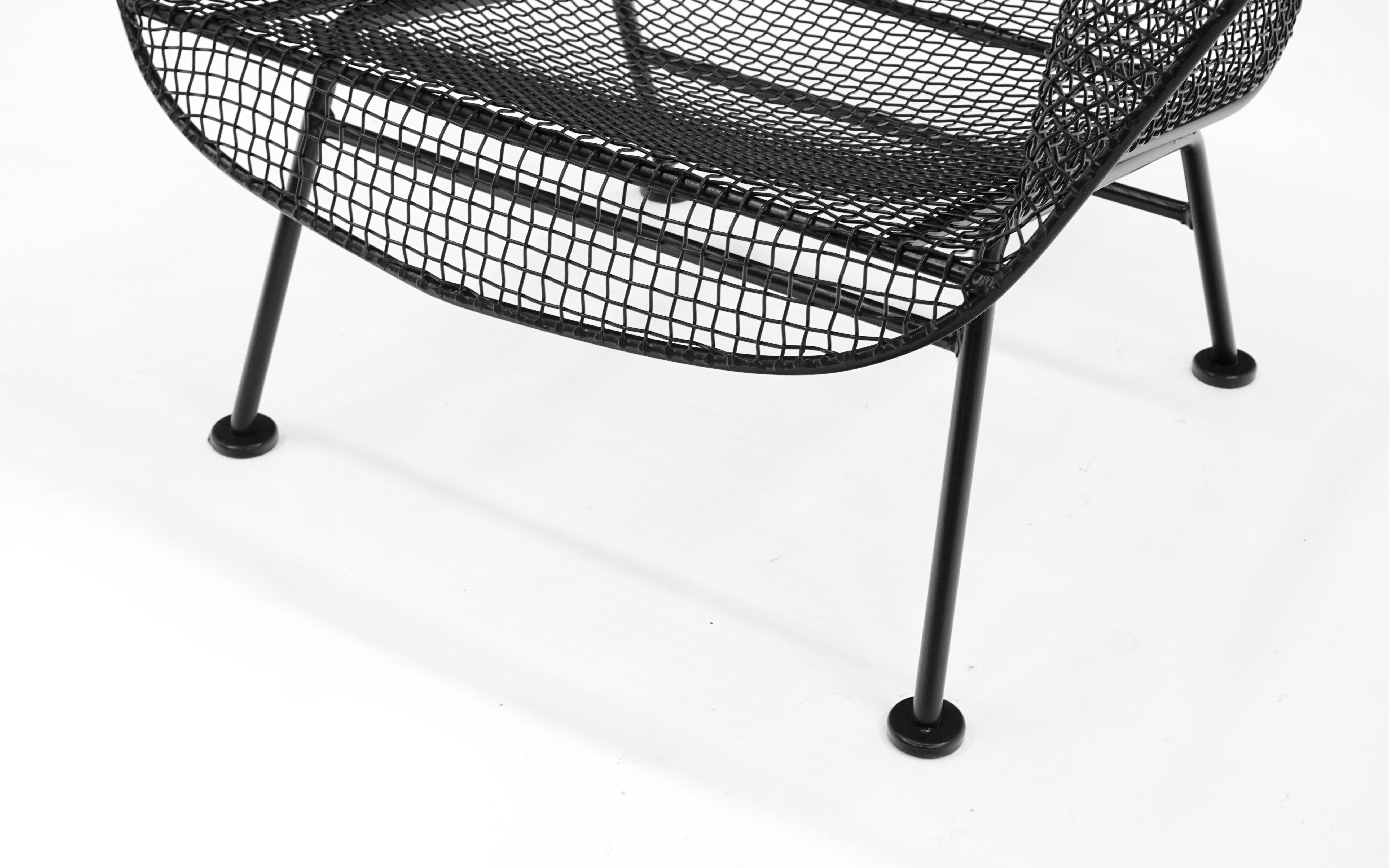 Mid-20th Century Pair of Woodard Sculptura Patio Chairs, Wrought iron and Metal Mesh, Restored