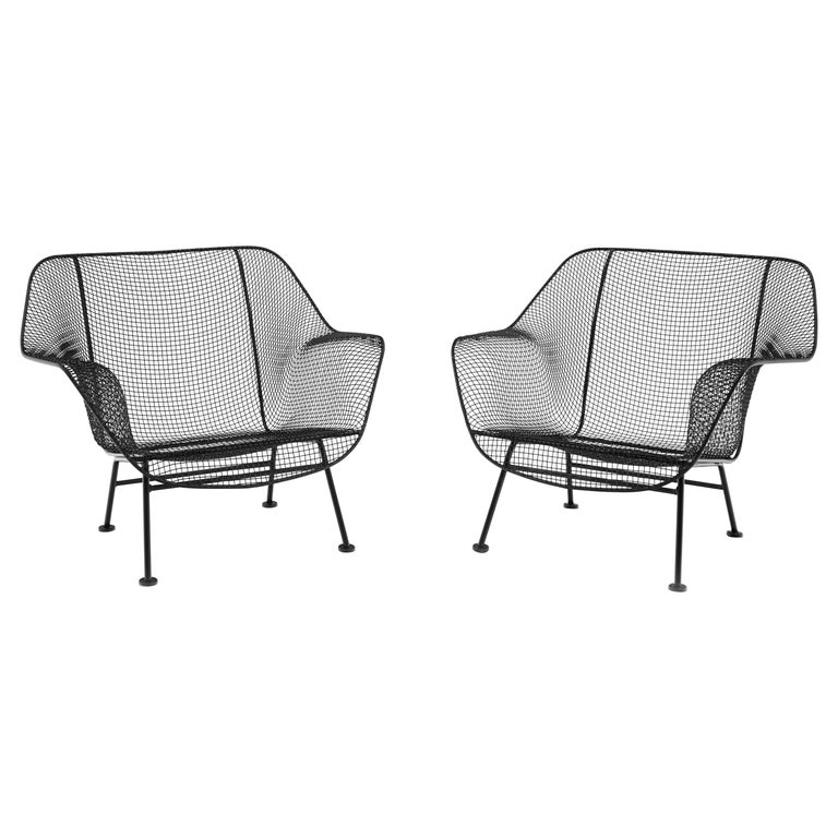 Pair Of Woodard Sculptura Patio Chairs, Metal Mesh Outdoor Furniture