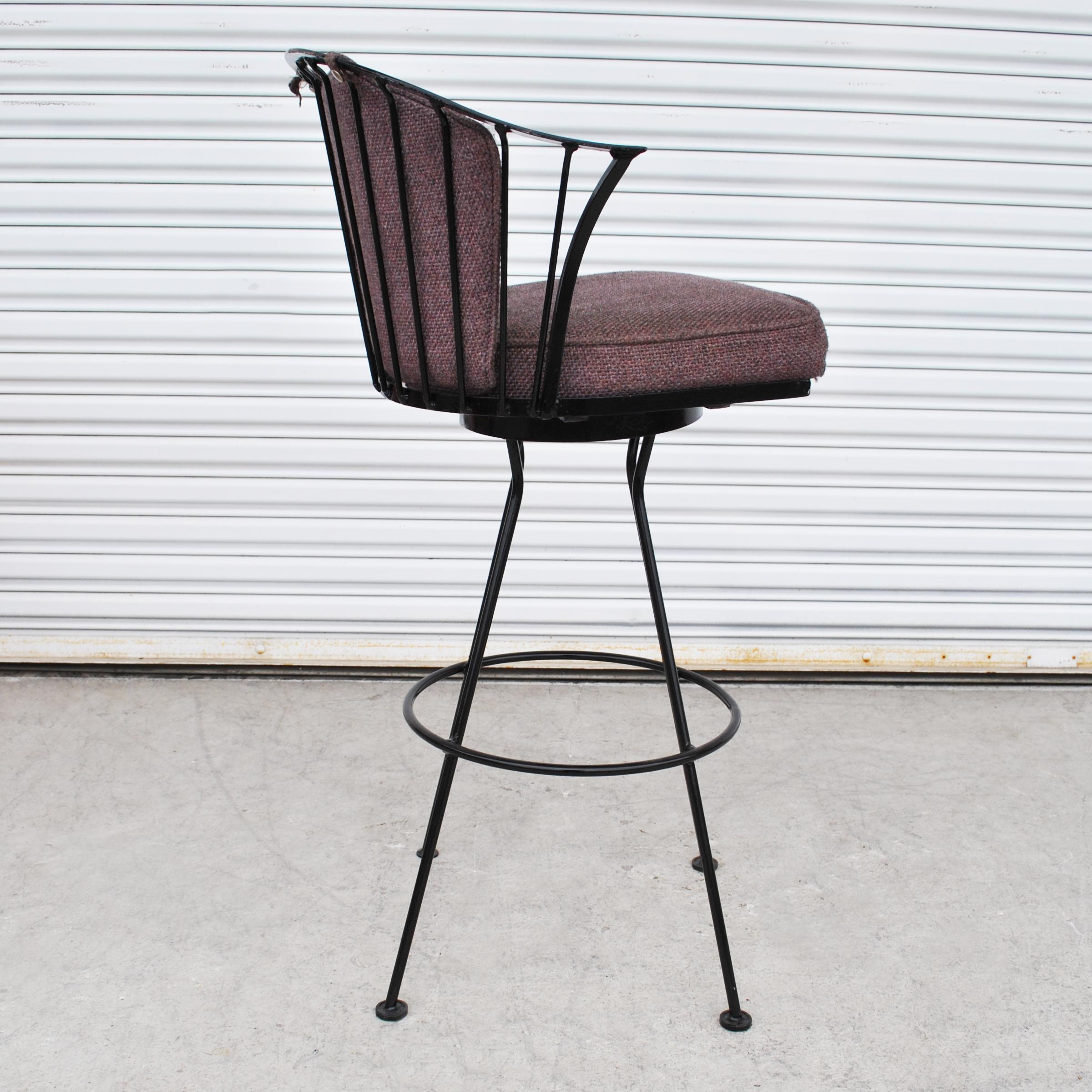 Late 20th Century Pair Of Vintage Woodard Wrought Iron Stools For Sale