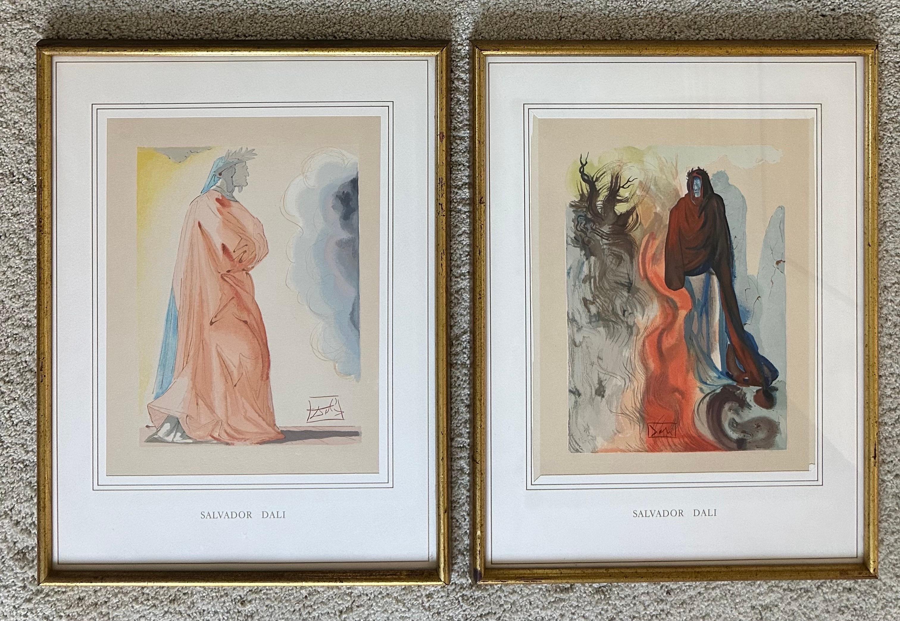Spagnolo Coppia di stampe su legno della serie Divina Commedia di Salvador Dali in vendita