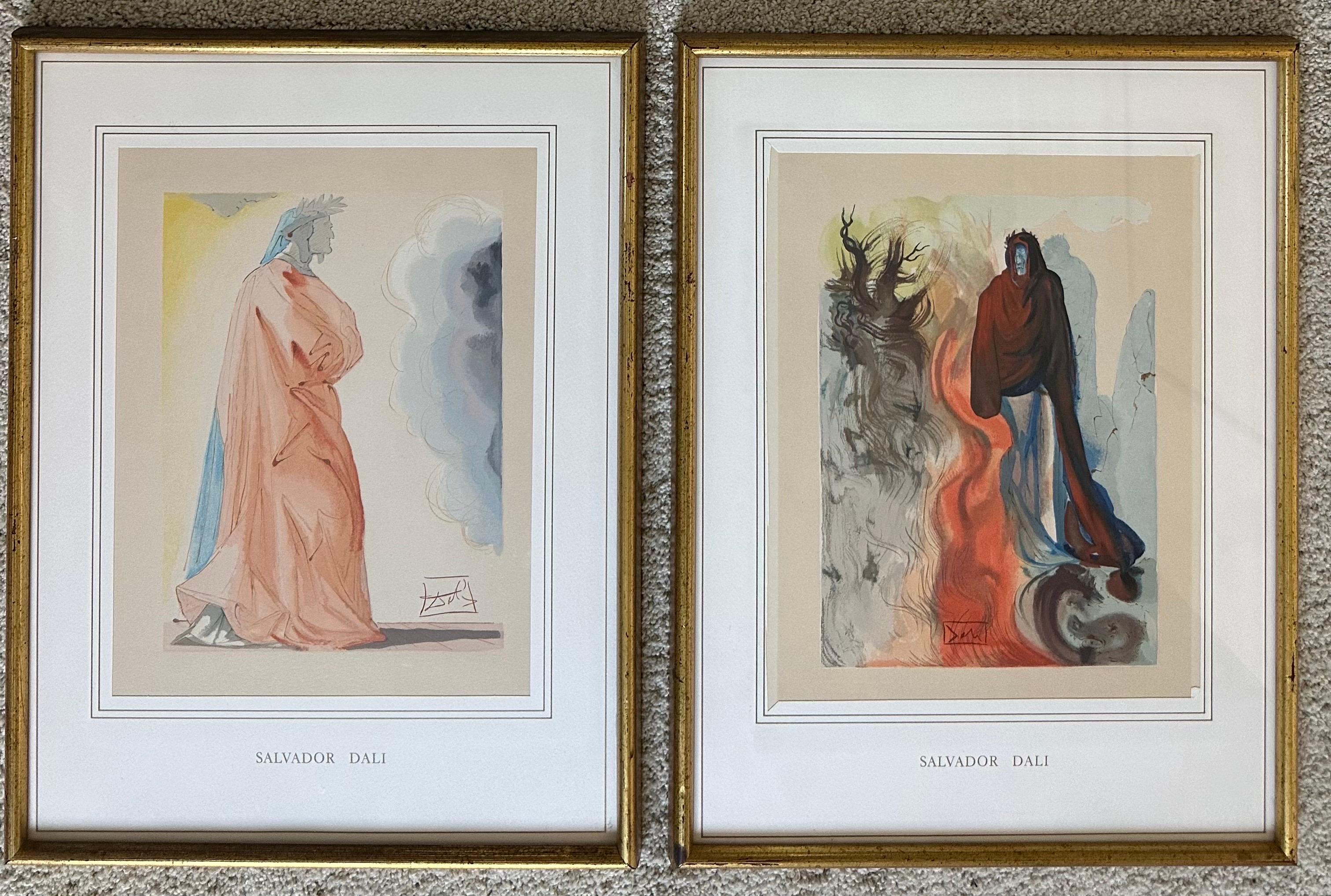 Coppia di stampe su legno della serie Divina Commedia di Salvador Dali In condizioni buone in vendita a San Diego, CA