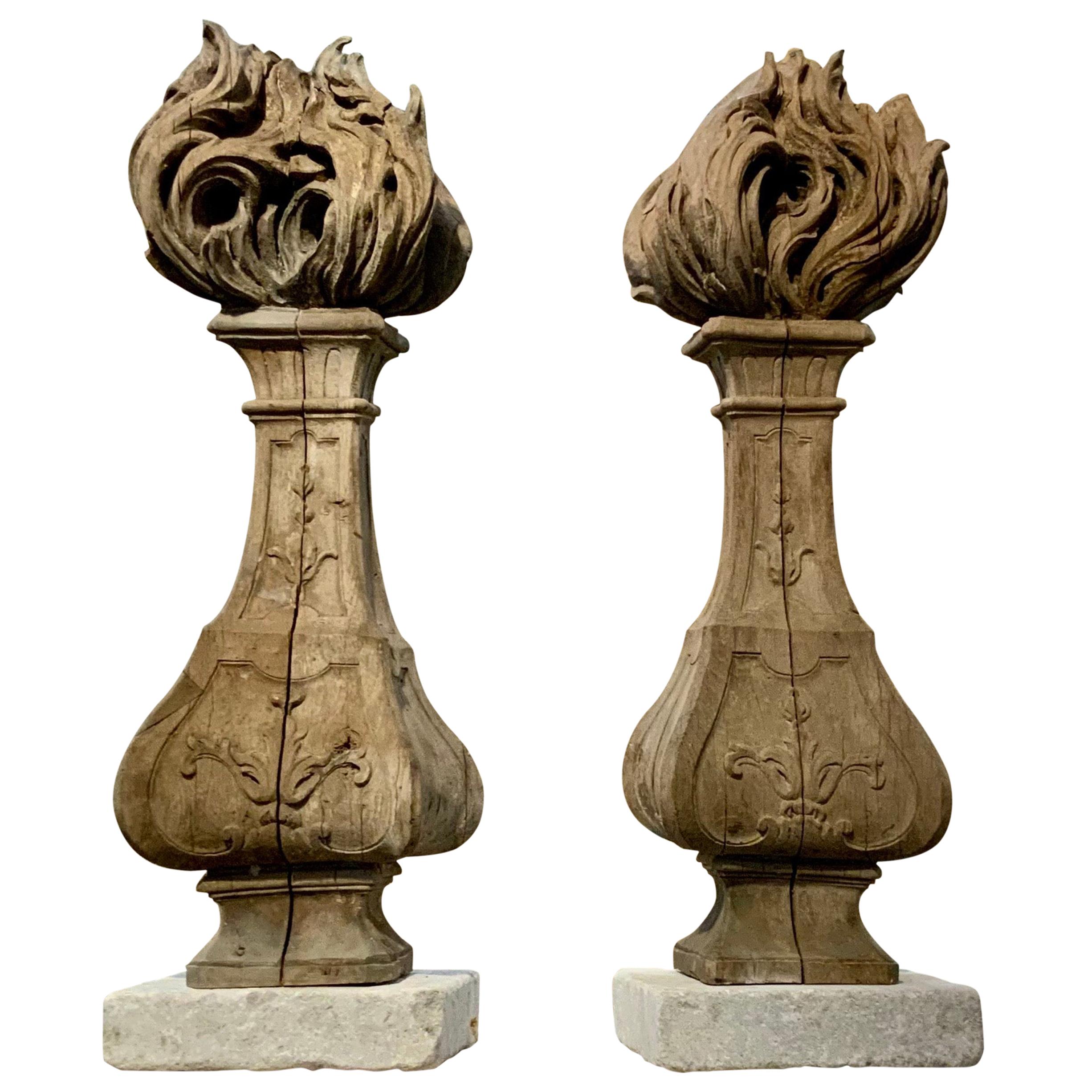 Pair of Woodcarving Torchieres from France