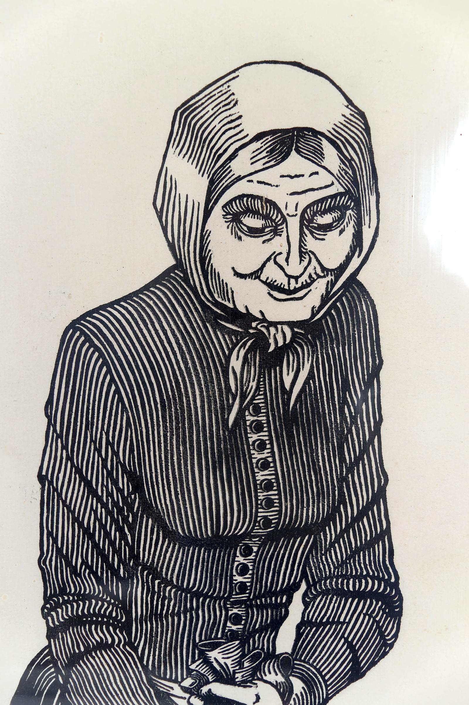 Paar Holzschnittdrucke, „Couple of Peasants“, Frankreich, um 1970 (Französisch) im Angebot
