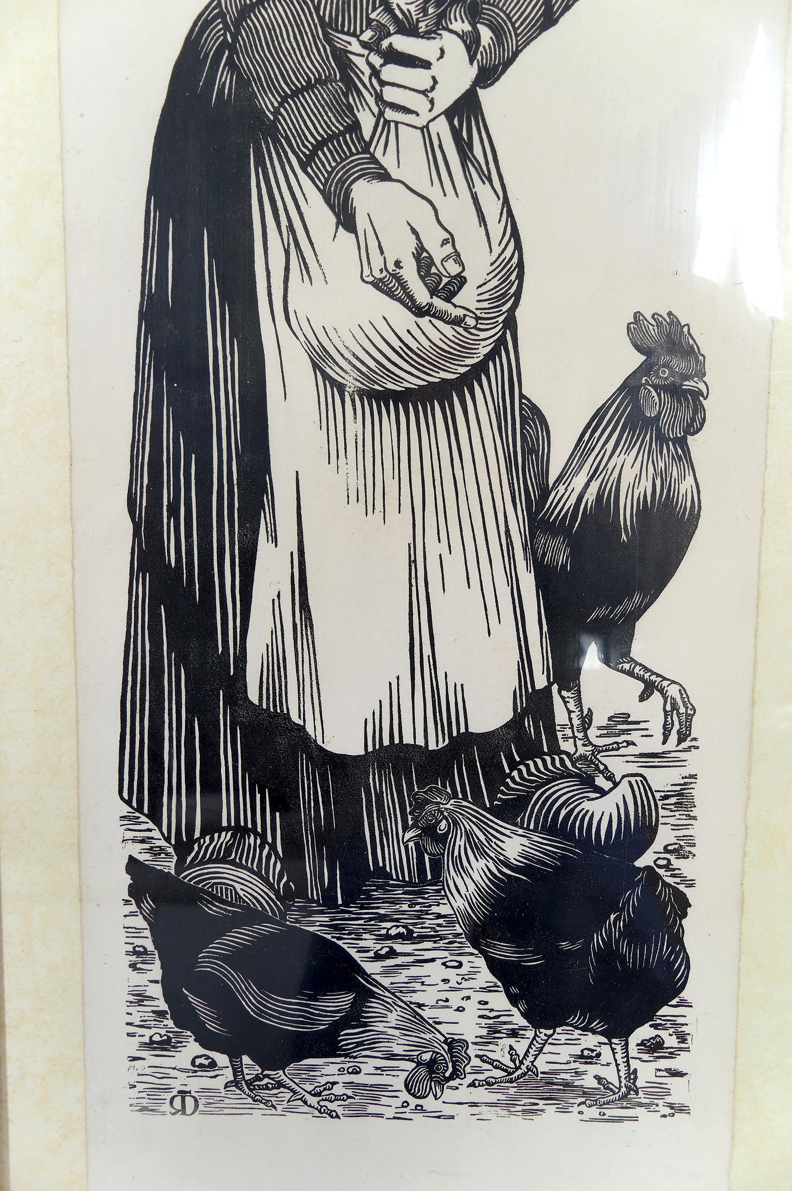 Paar Holzschnittdrucke, „Couple of Peasants“, Frankreich, um 1970 im Zustand „Gut“ im Angebot in VÉZELAY, FR