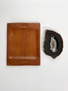 Pair of wooden and marble trinket trays, France, 20th century