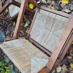 Pair of Wooden and Straw Armchairs circa 1960