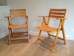 Pair of Wooden Armchairs, French Work Signed Clairitex, Circa 1970