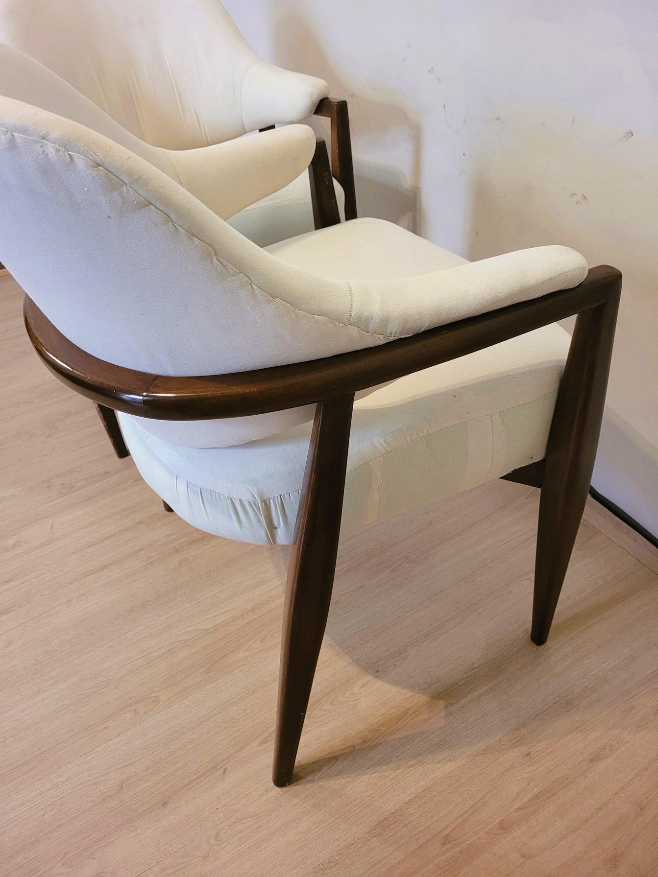Pair Of Wooden Armchairs With Basket Back, 50s/60s, 20th Century 5