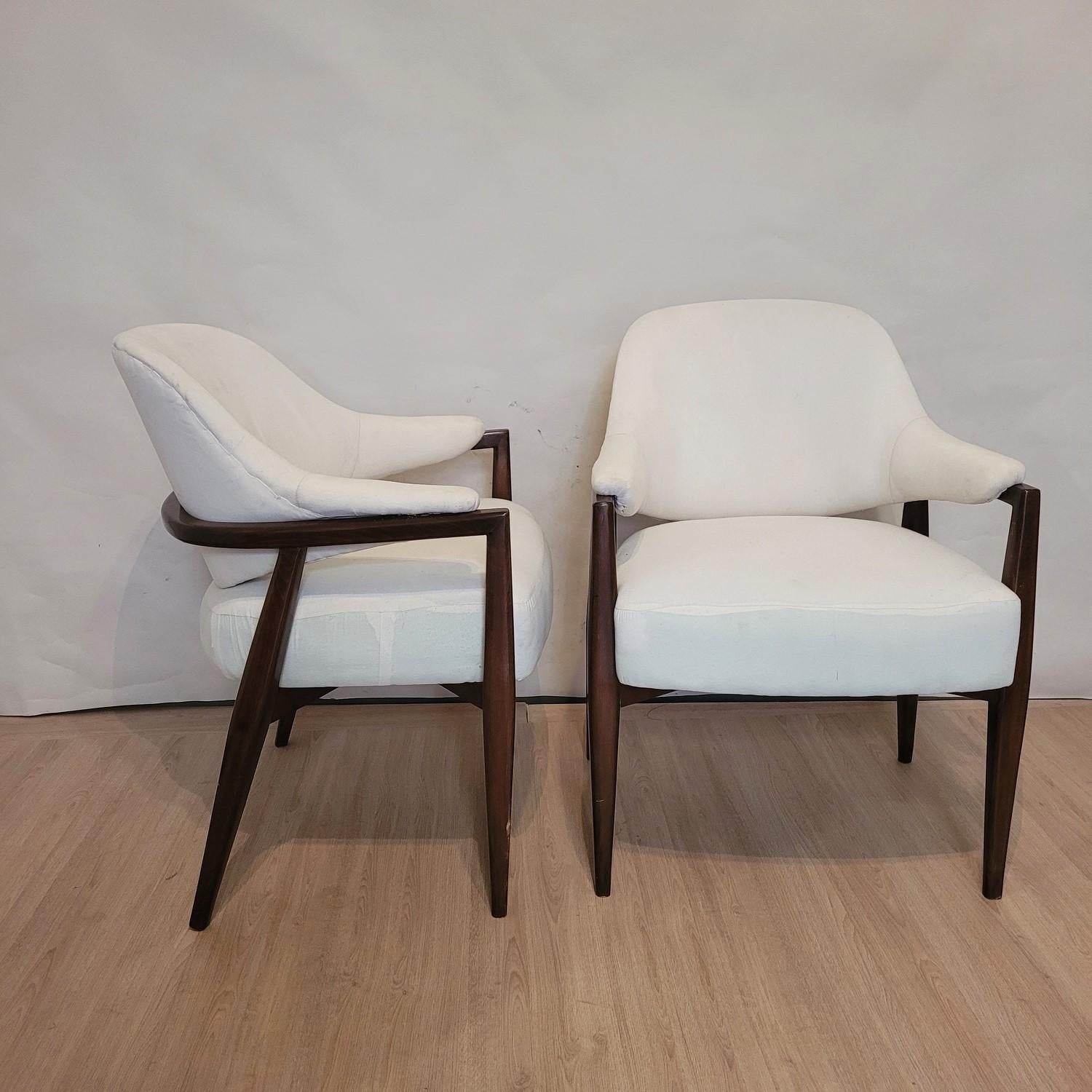 Pair Of Wooden Armchairs With Basket Back, 50s/60s, 20th Century In Good Condition In MARSEILLE, FR