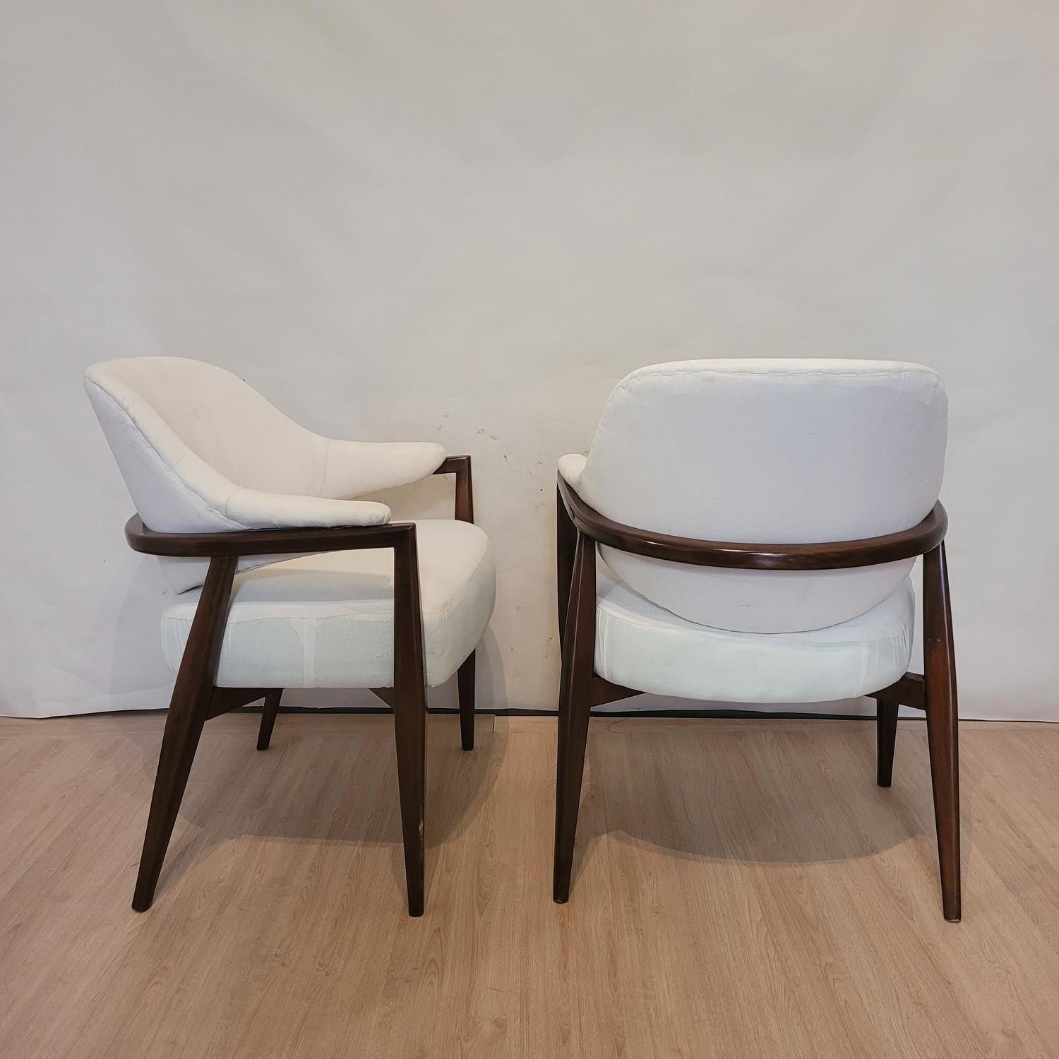 Pair Of Wooden Armchairs With Basket Back, 50s/60s, 20th Century 1