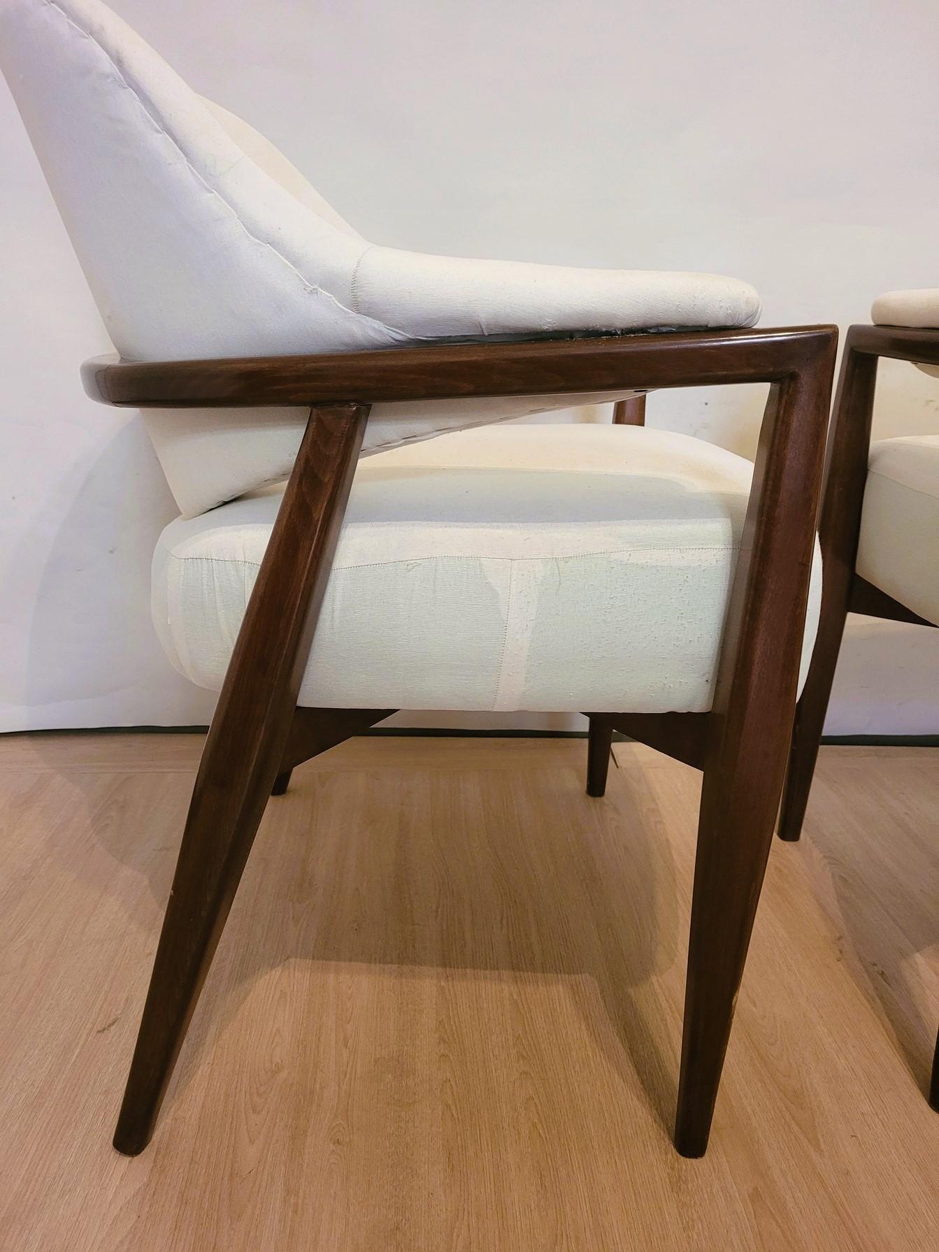 Pair Of Wooden Armchairs With Basket Back, 50s/60s, 20th Century 3