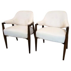 Pair Of Wooden Armchairs With Basket Back, 50s/60s, 20th Century