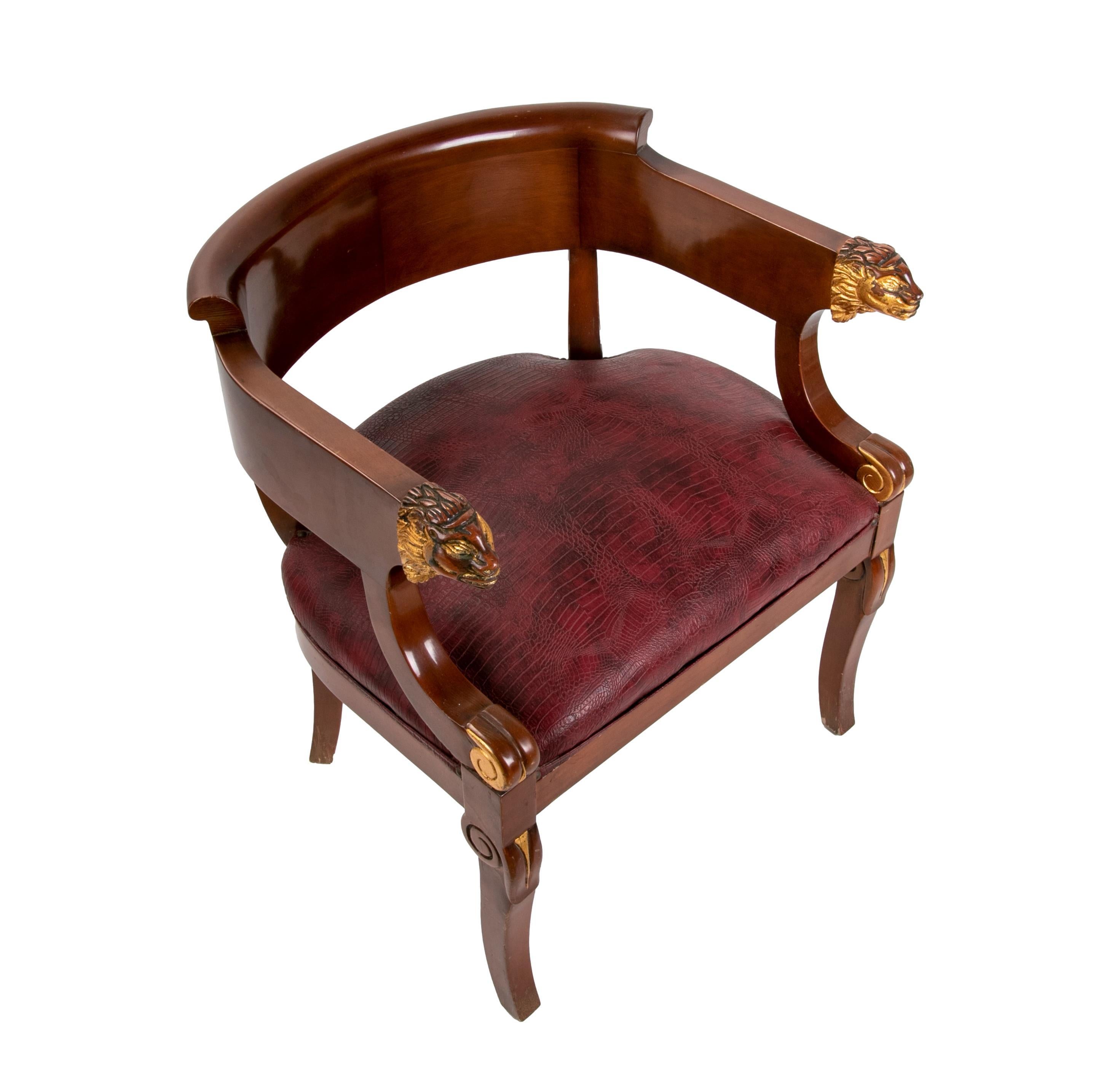 Pair of Wooden Armchairs with Lions on the Armrests For Sale 1