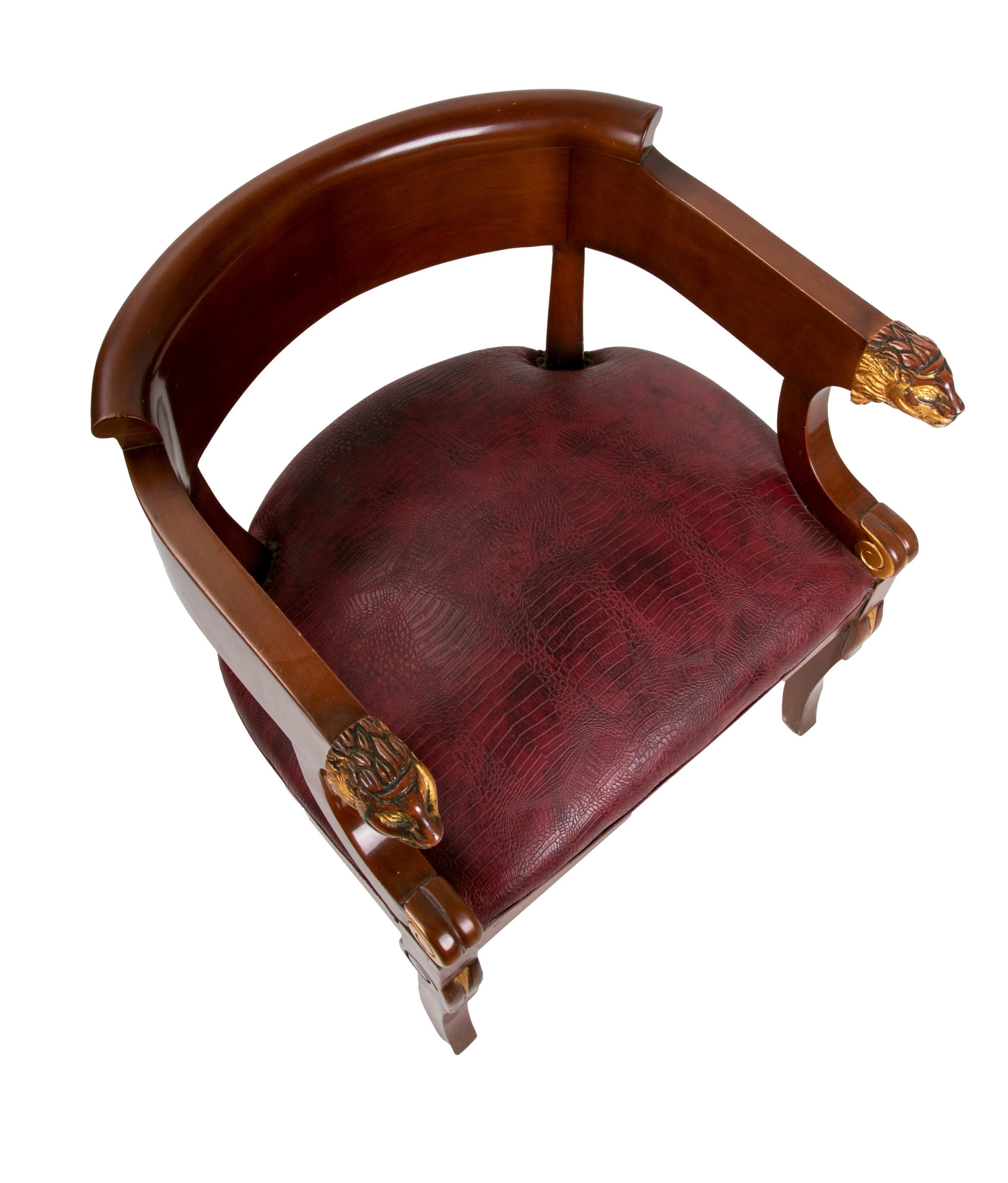 Pair of Wooden Armchairs with Lions on the Armrests For Sale 2