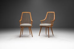 Pair of Wooden Armchairs with Upholstered Cushions, Europe 20th Century