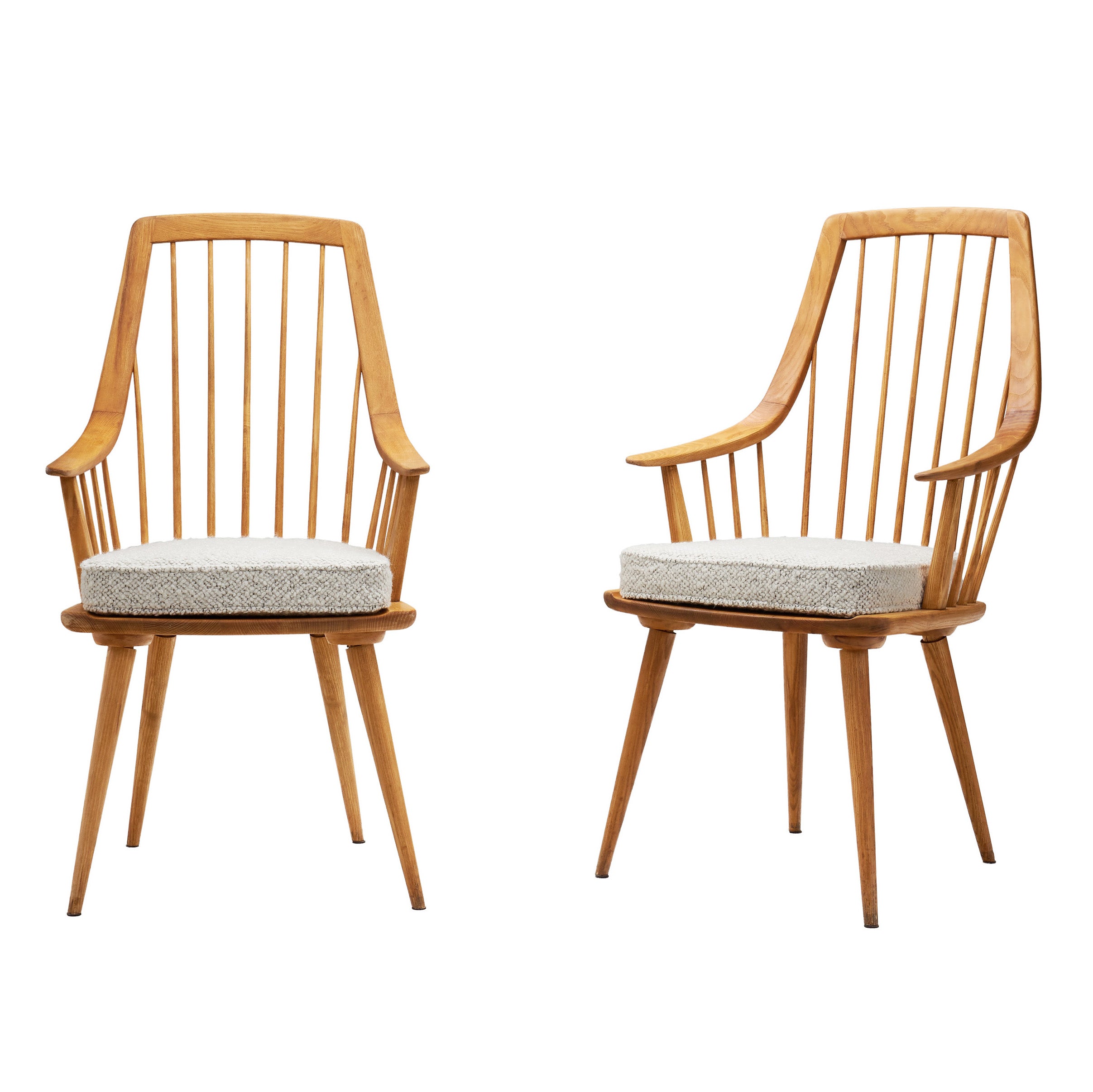 Pair of Wooden Armchairs with Upholstered Cushions, Europe 20th Century