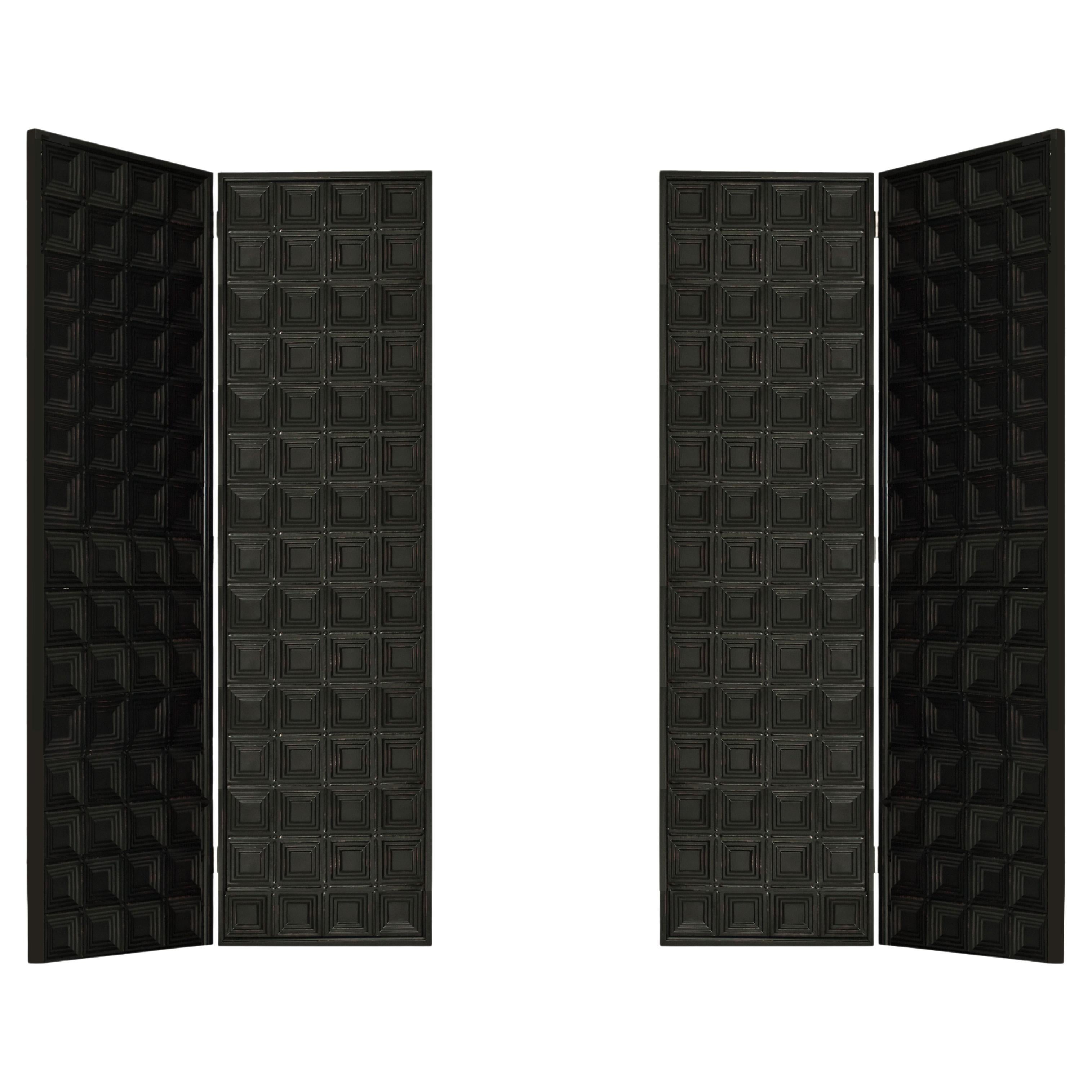 Pair of Wooden Art Deco Double Pannel Screens