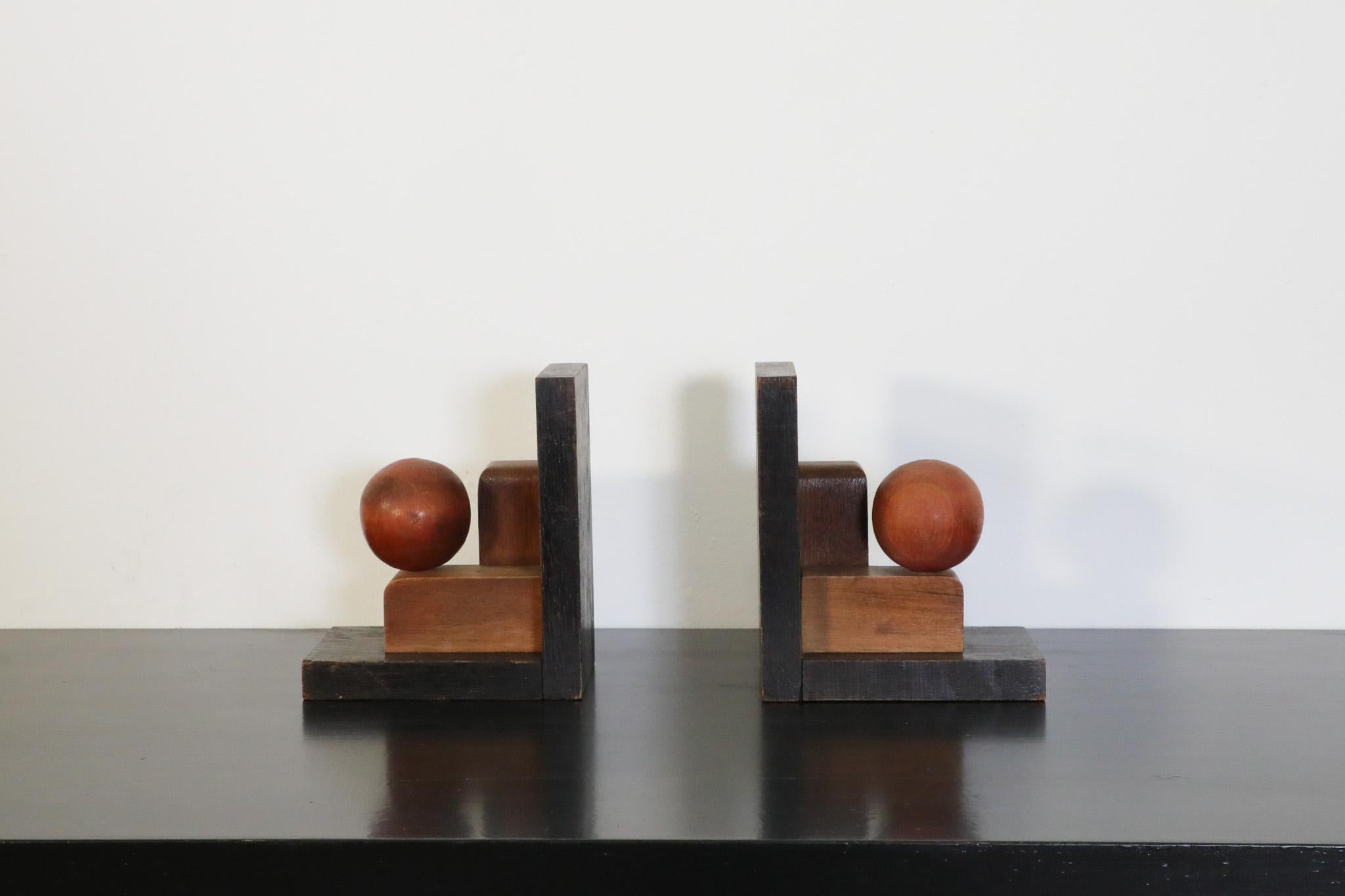 Pair of Wooden Arts & Crafts Dice Bookends For Sale 8