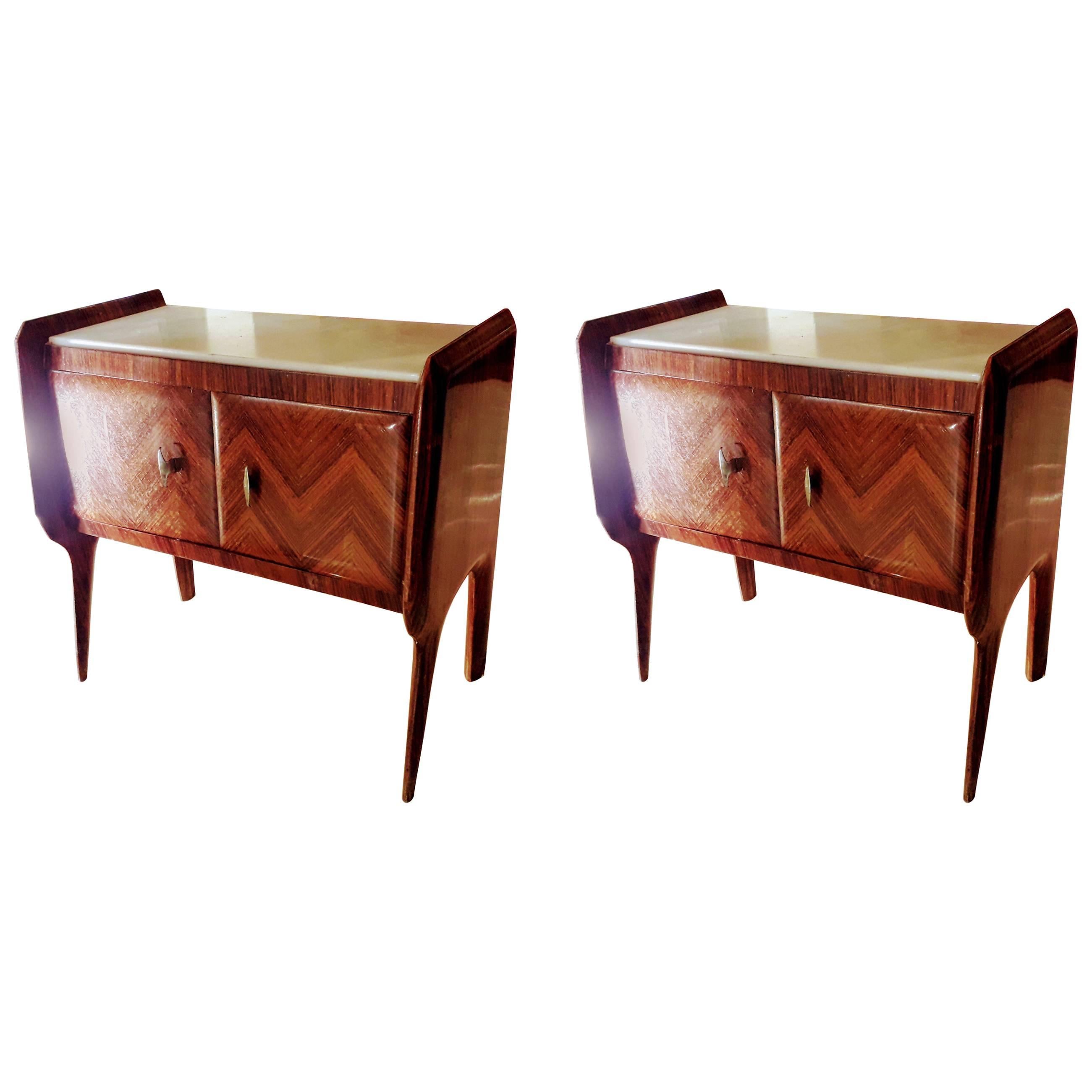Pair of Wooden Bedside Tables, Vittorio Dassi, 1950
