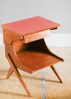 Pair of Wooden Bedside Tables with Colored Formica Top, 1950 'Set of 2'