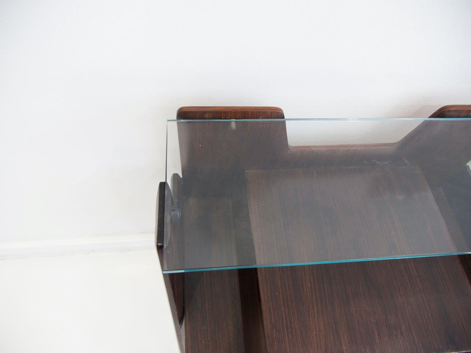 Pair of Wooden Bedside Tables with Glass Top 2