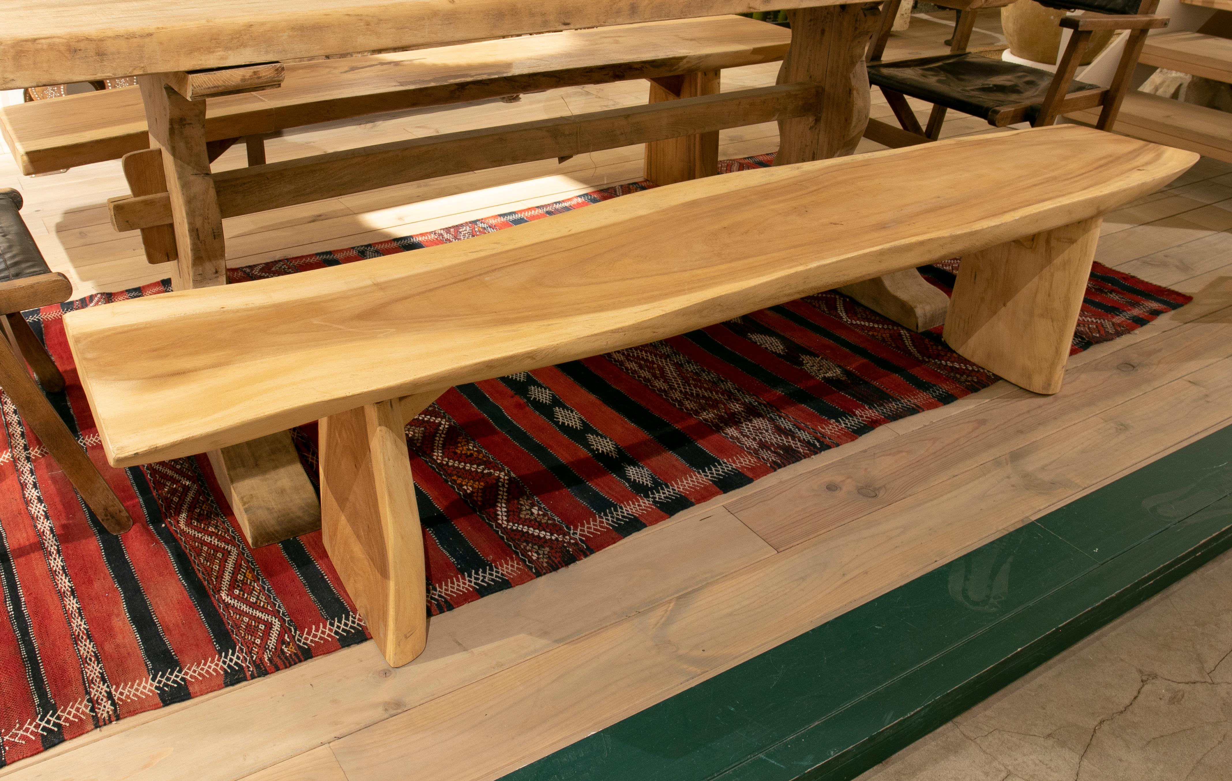 Pair of Wooden Benches in Their Natural Colour In Good Condition In Marbella, ES