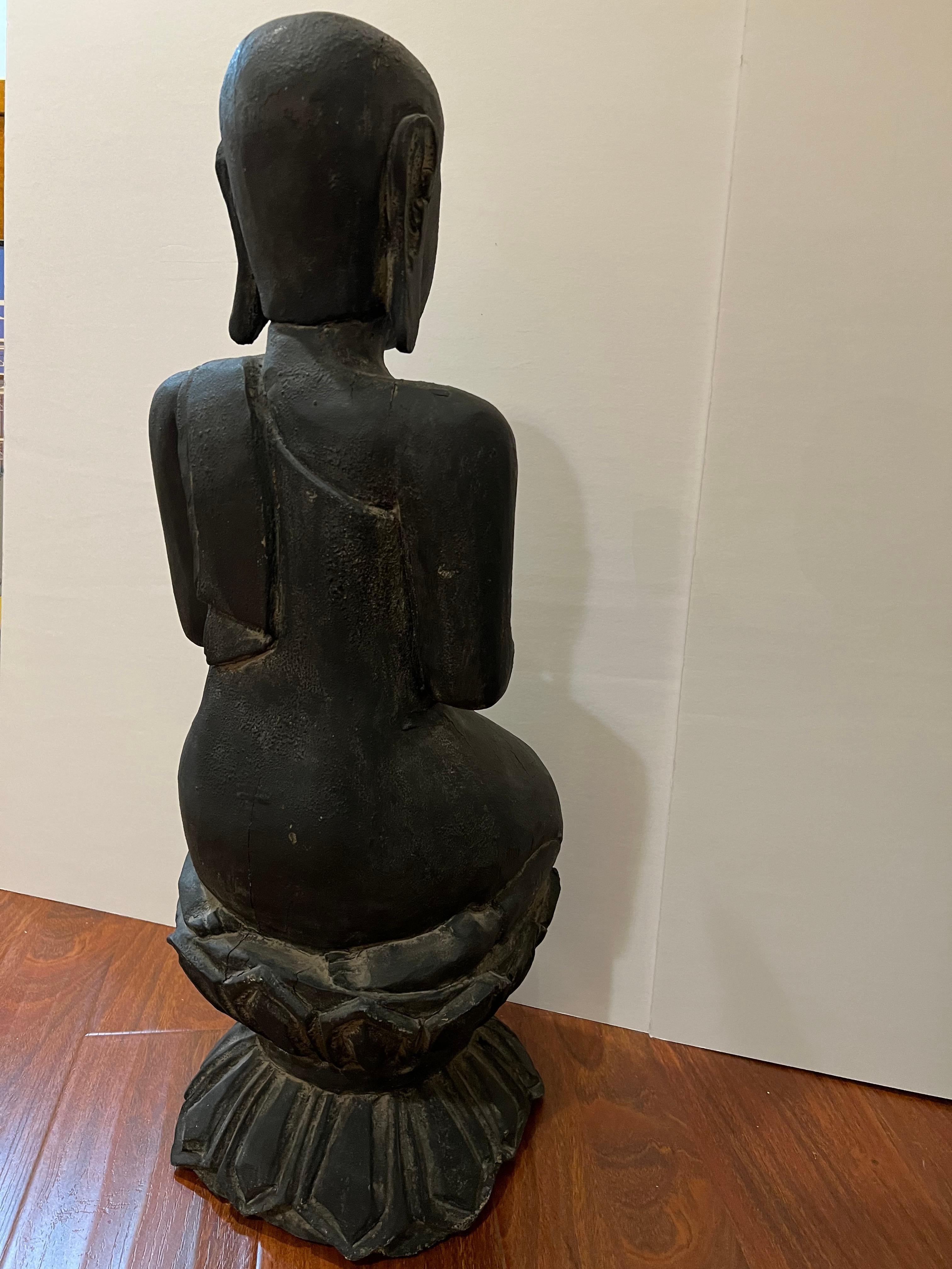 Pair of Wooden Buddha Sculptures 4