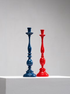 Pair of Wooden Candle Holders by Germund Paaer for Kalevala Koru, Finland, 1940s