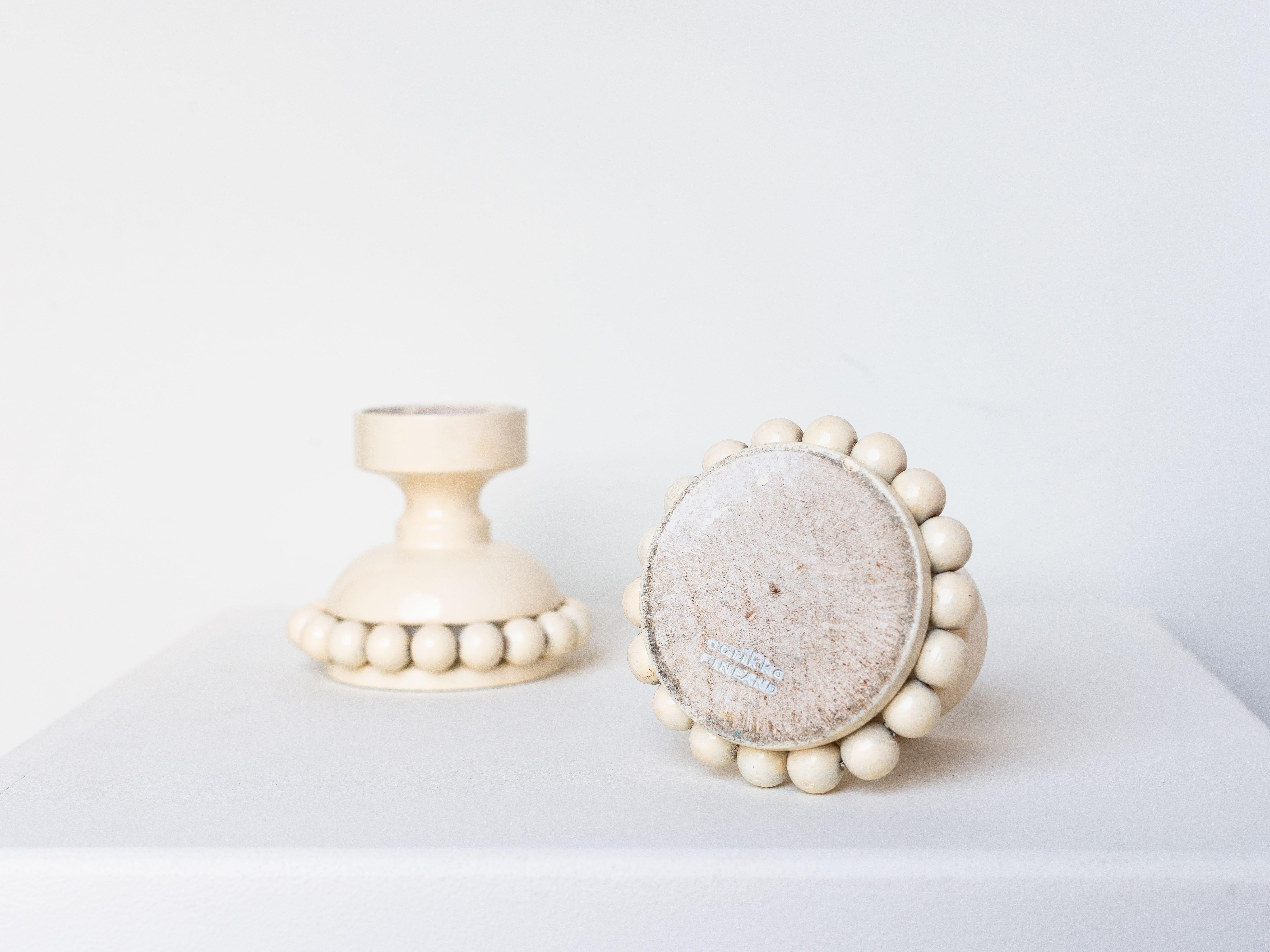 Scandinavian Modern Pair of Wooden Candle Holders by Kaija Aarikka for Aarikka, Finland 1960s For Sale