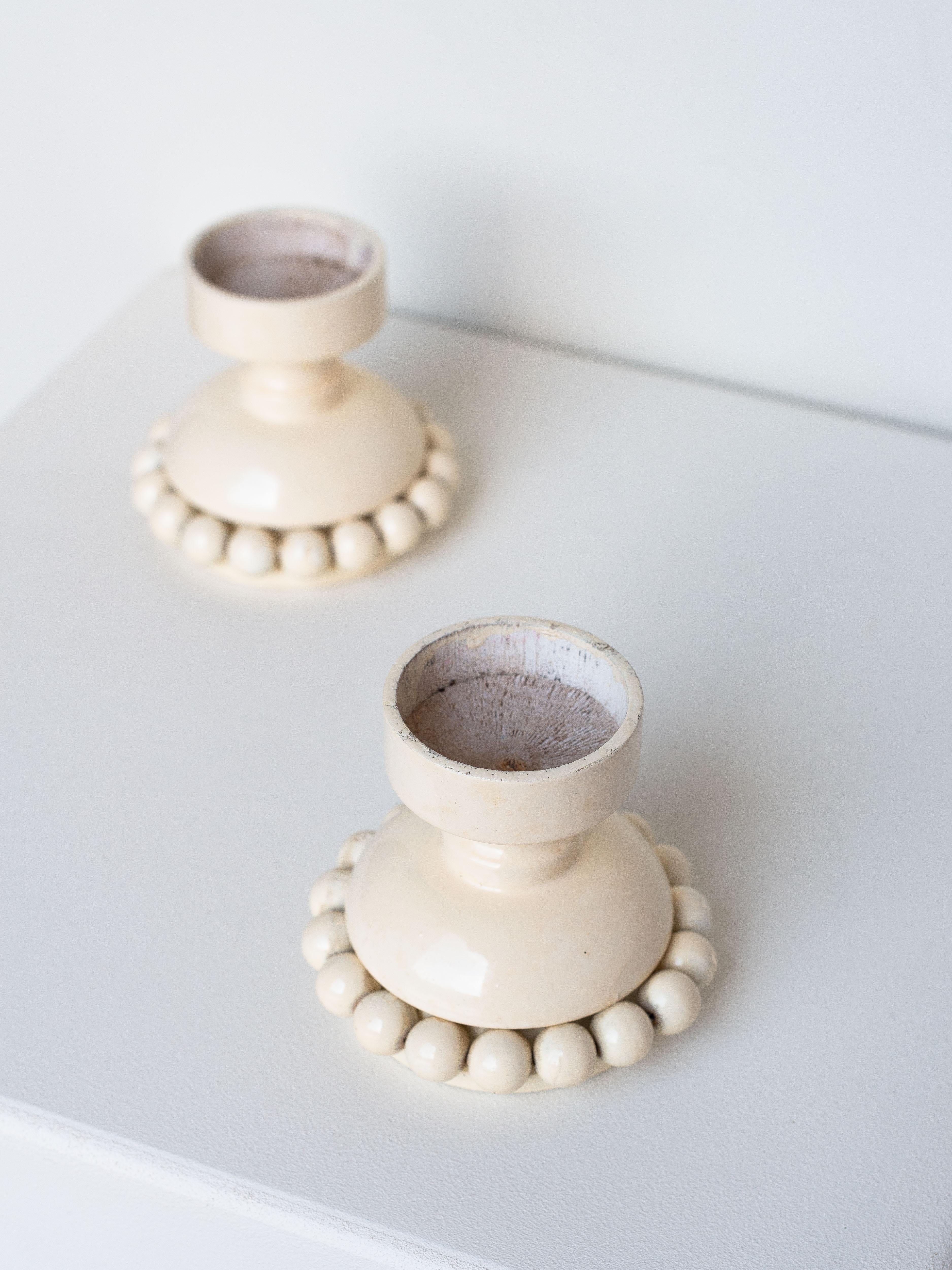 Finnish Pair of Wooden Candle Holders by Kaija Aarikka for Aarikka, Finland 1960s For Sale